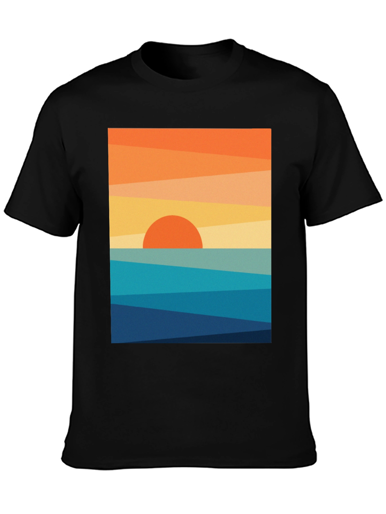 Geometric Sunset Graphic Tee - Modern Coastal Design