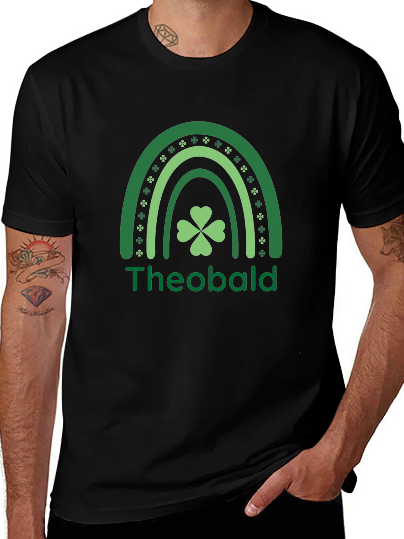 St. Patricks Day Theobald Rainbow Shamrock T-Shirt