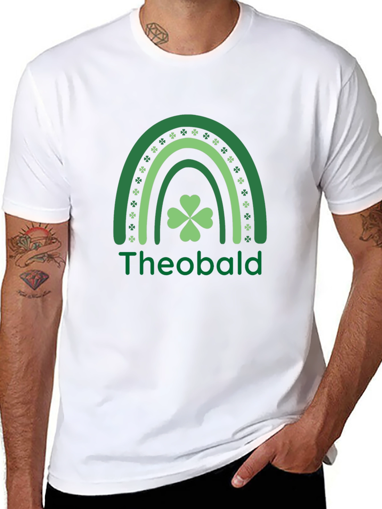 St. Patricks Day Theobald Rainbow Shamrock T-Shirt