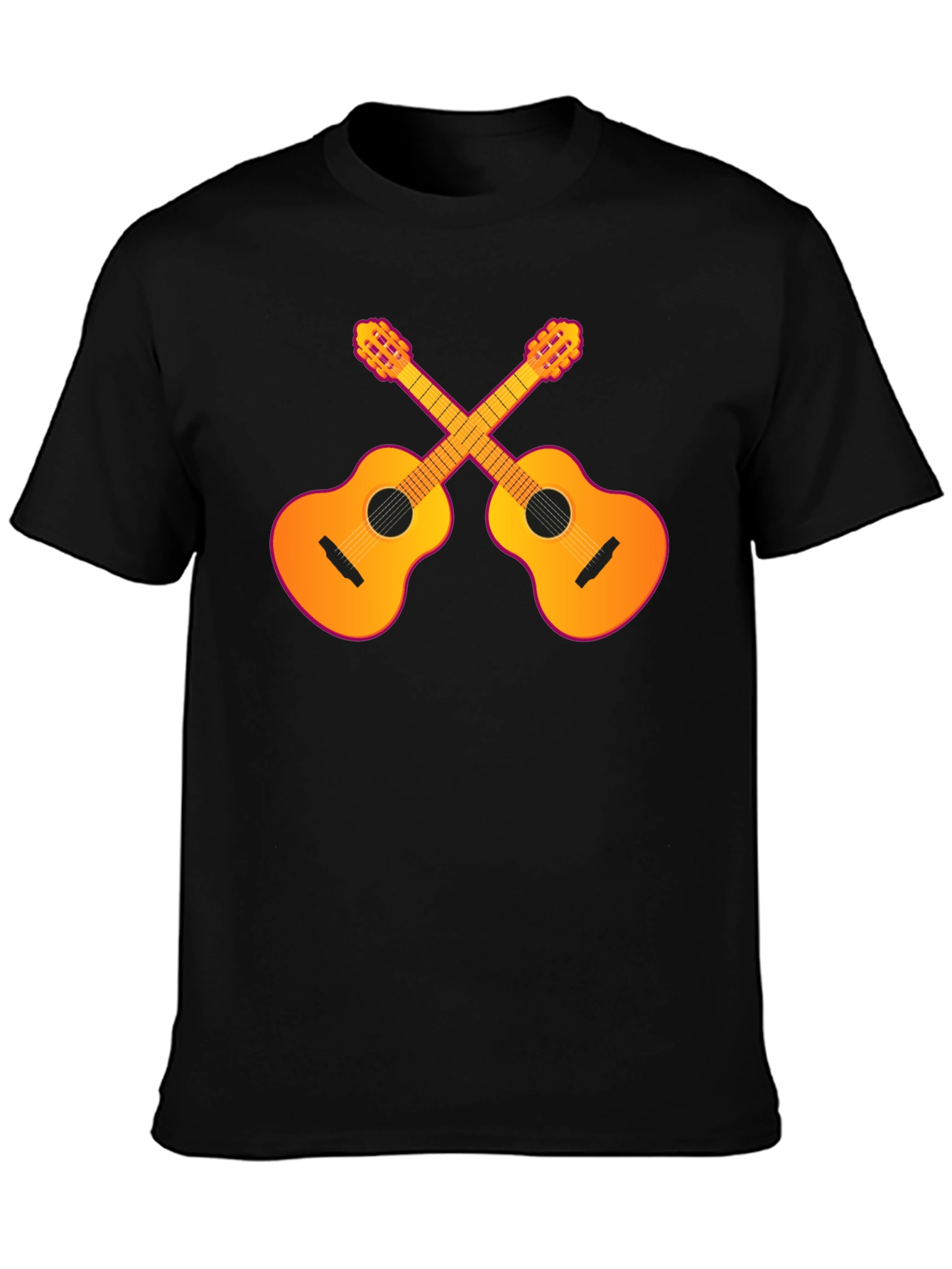 Guitar Crossed Graphic T-Shirt - Black