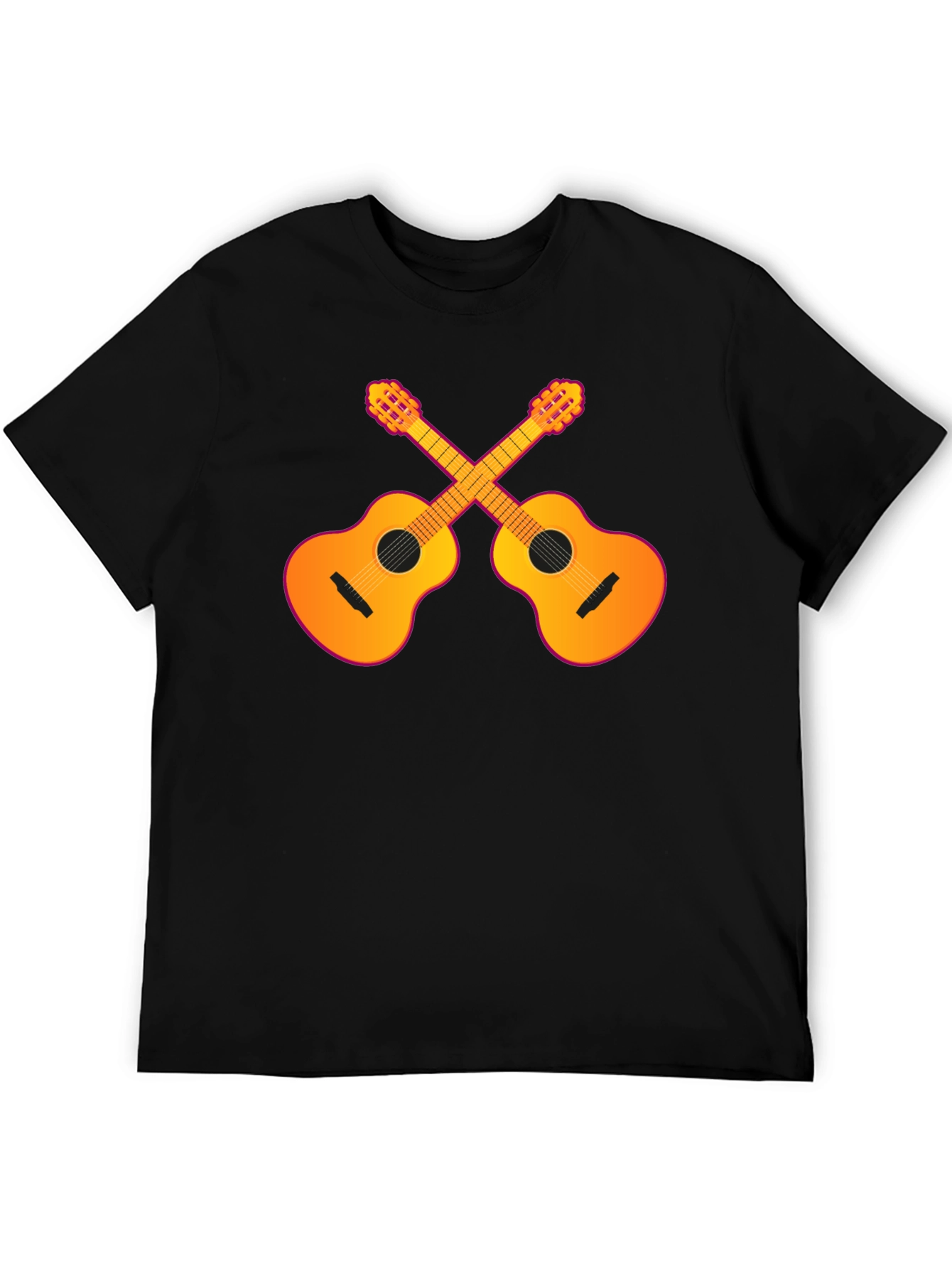 Guitar Crossed Graphic T-Shirt - Black