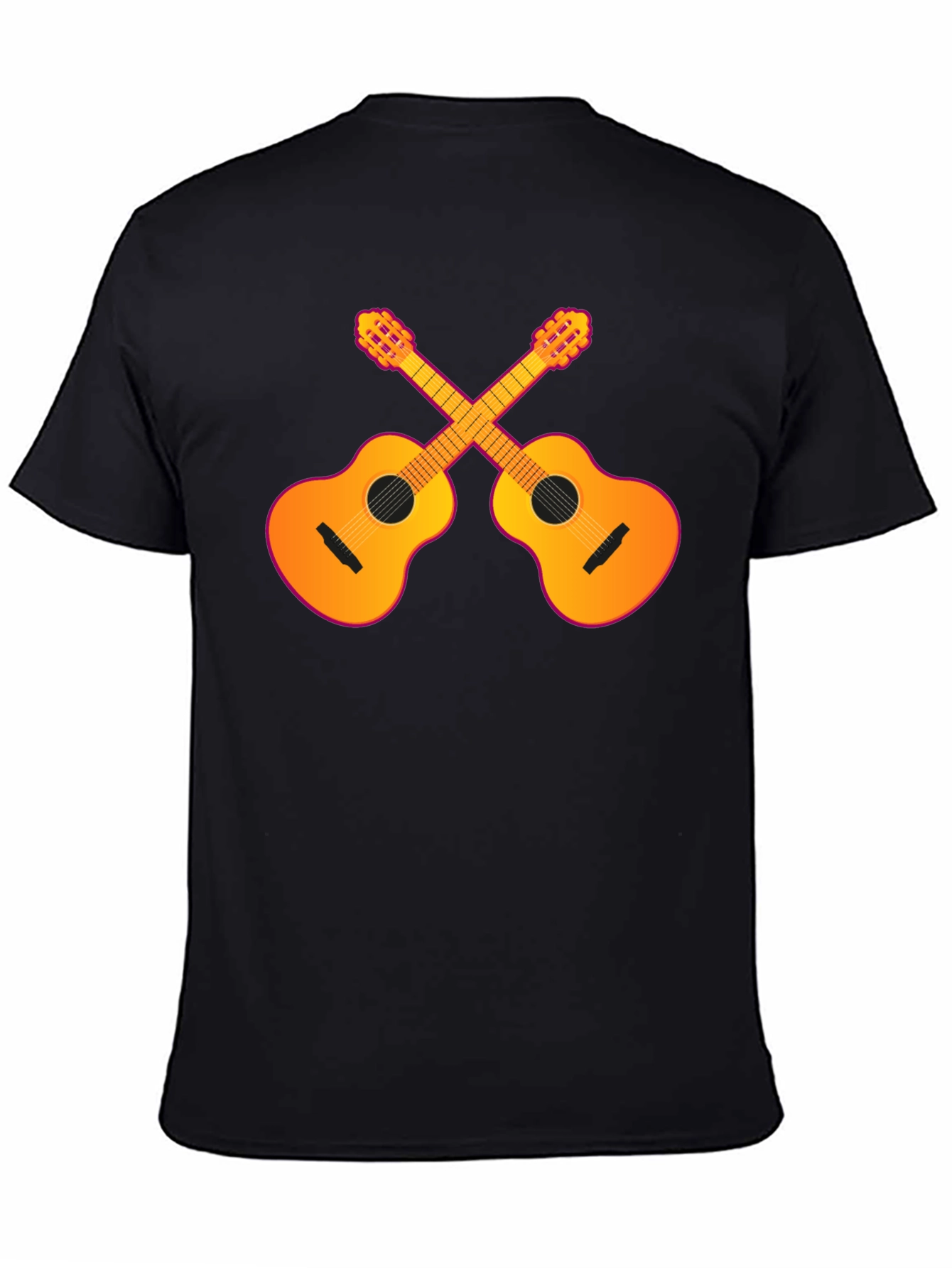 Guitar Crossed Graphic T-Shirt - Black