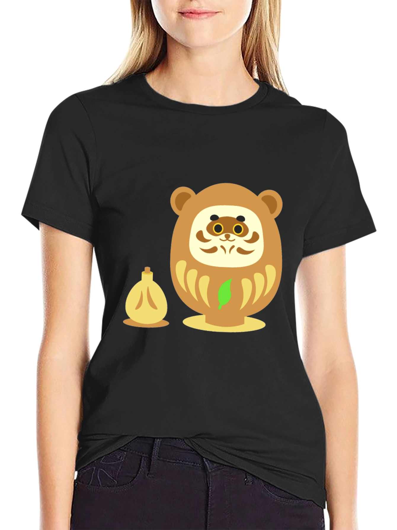 Tanuki Dumpling T-Shirt - Unisex Black Cotton Tee
