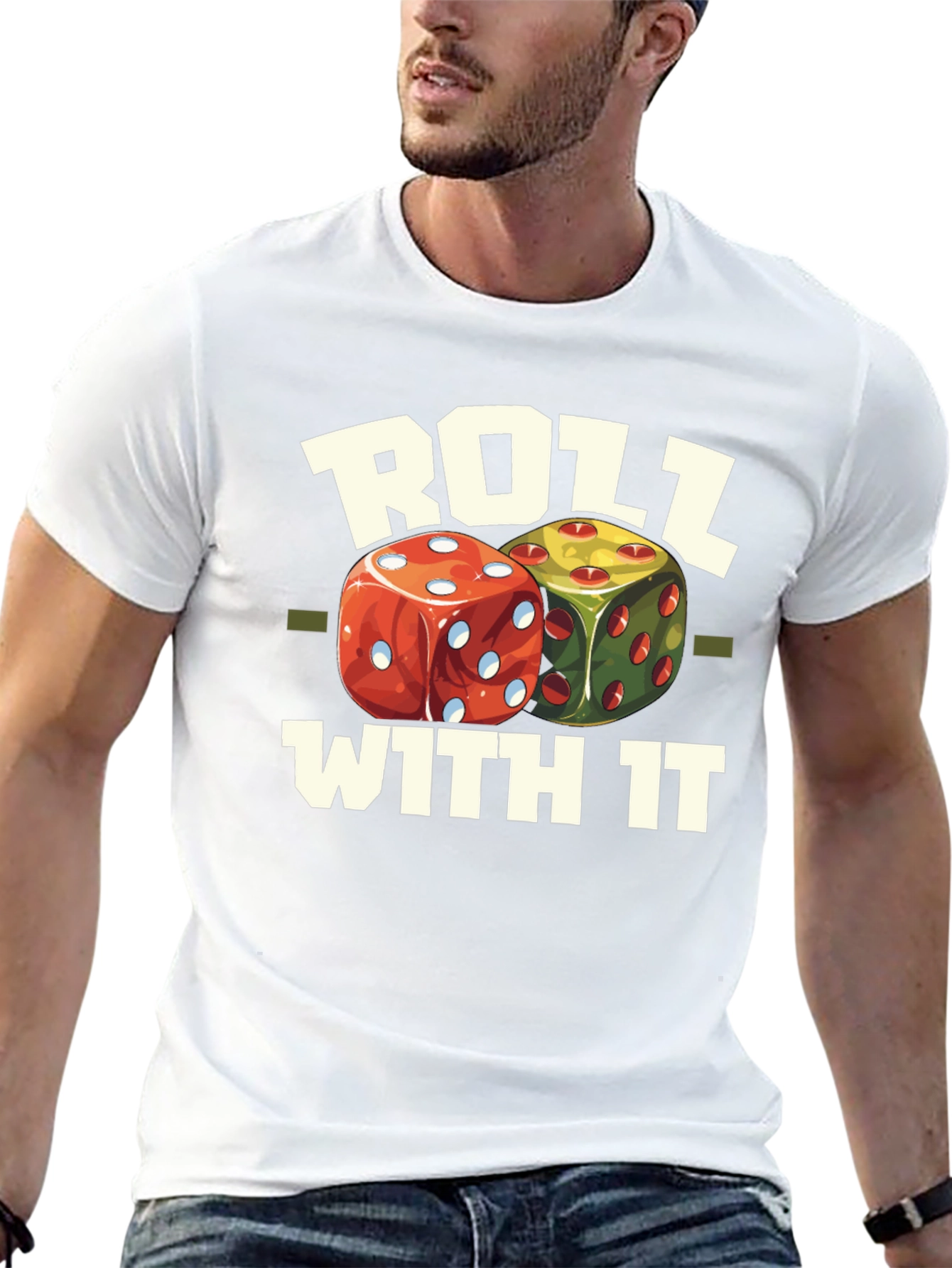 Roll With It Graphic Tee - Fun Dice Design