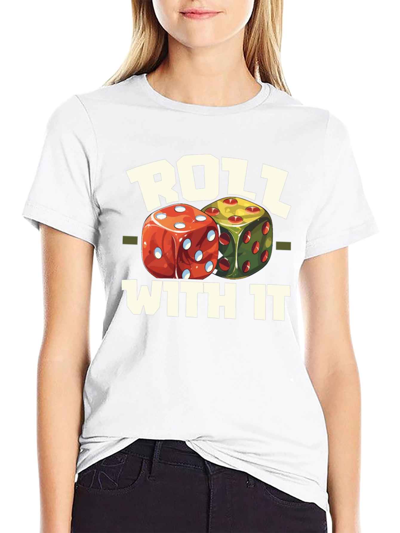 Roll With It Graphic Tee - Fun Dice Design