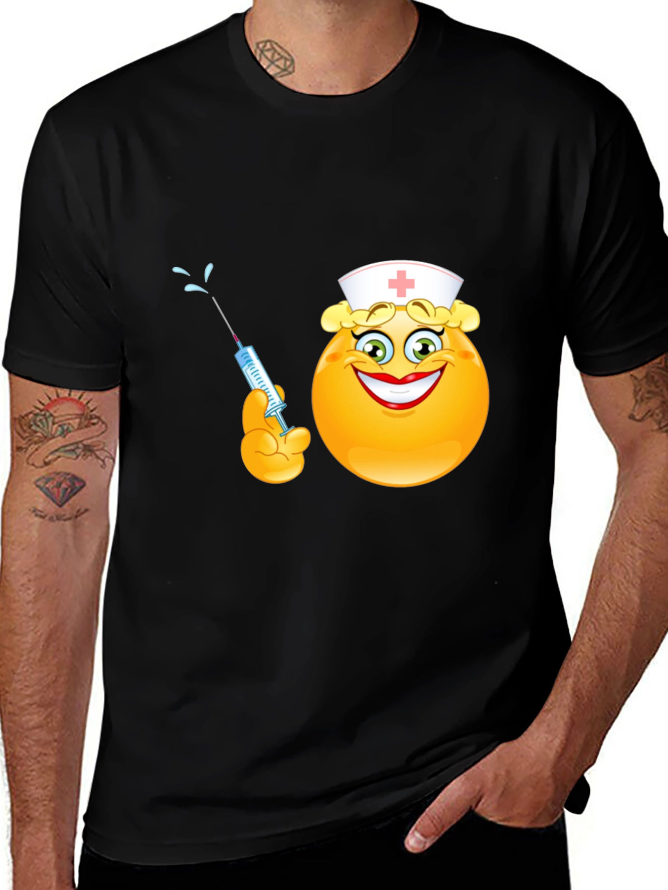 Funny Nurse Emoji T-Shirt - Black Cotton Tee