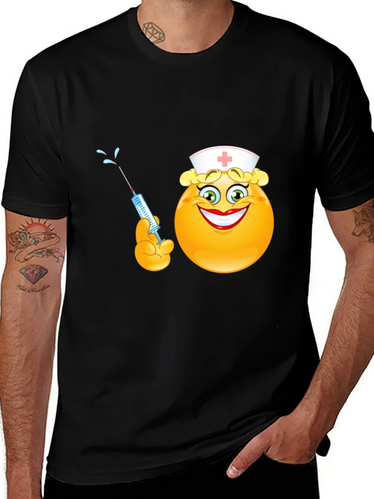 Funny Nurse Emoji T-Shirt - Black Cotton Tee
