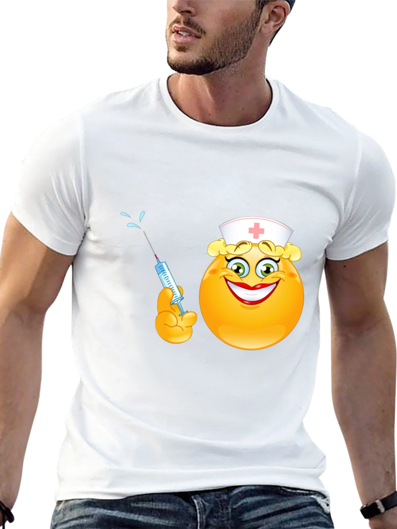 Funny Nurse Emoji T-Shirt - Black Cotton Tee