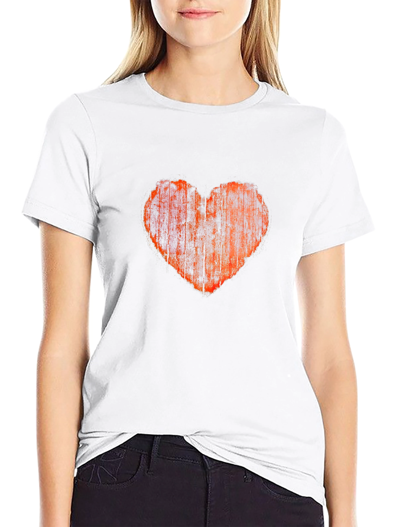 Distressed Heart Graphic Tee - Black