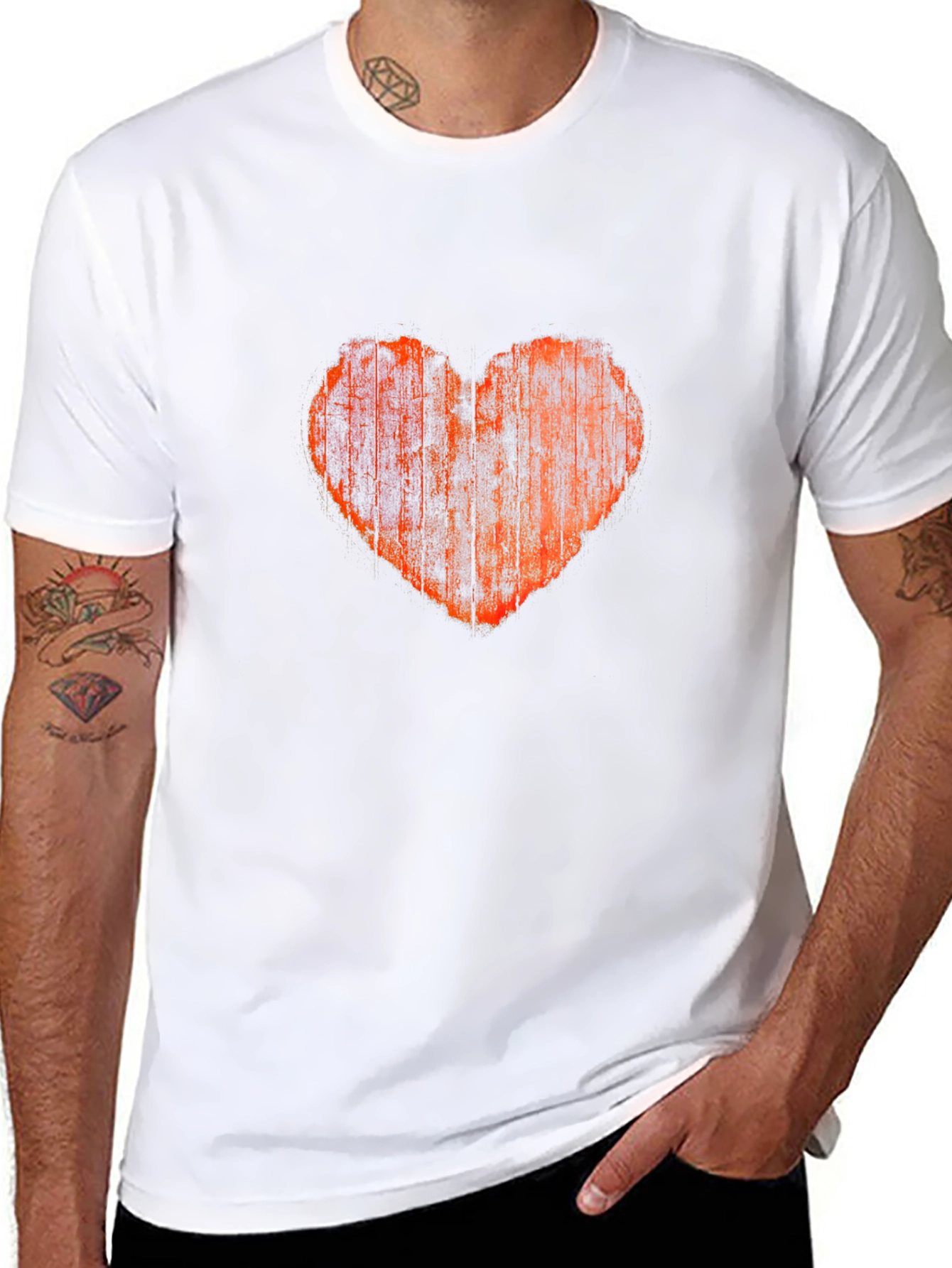 Distressed Heart Graphic Tee - Black
