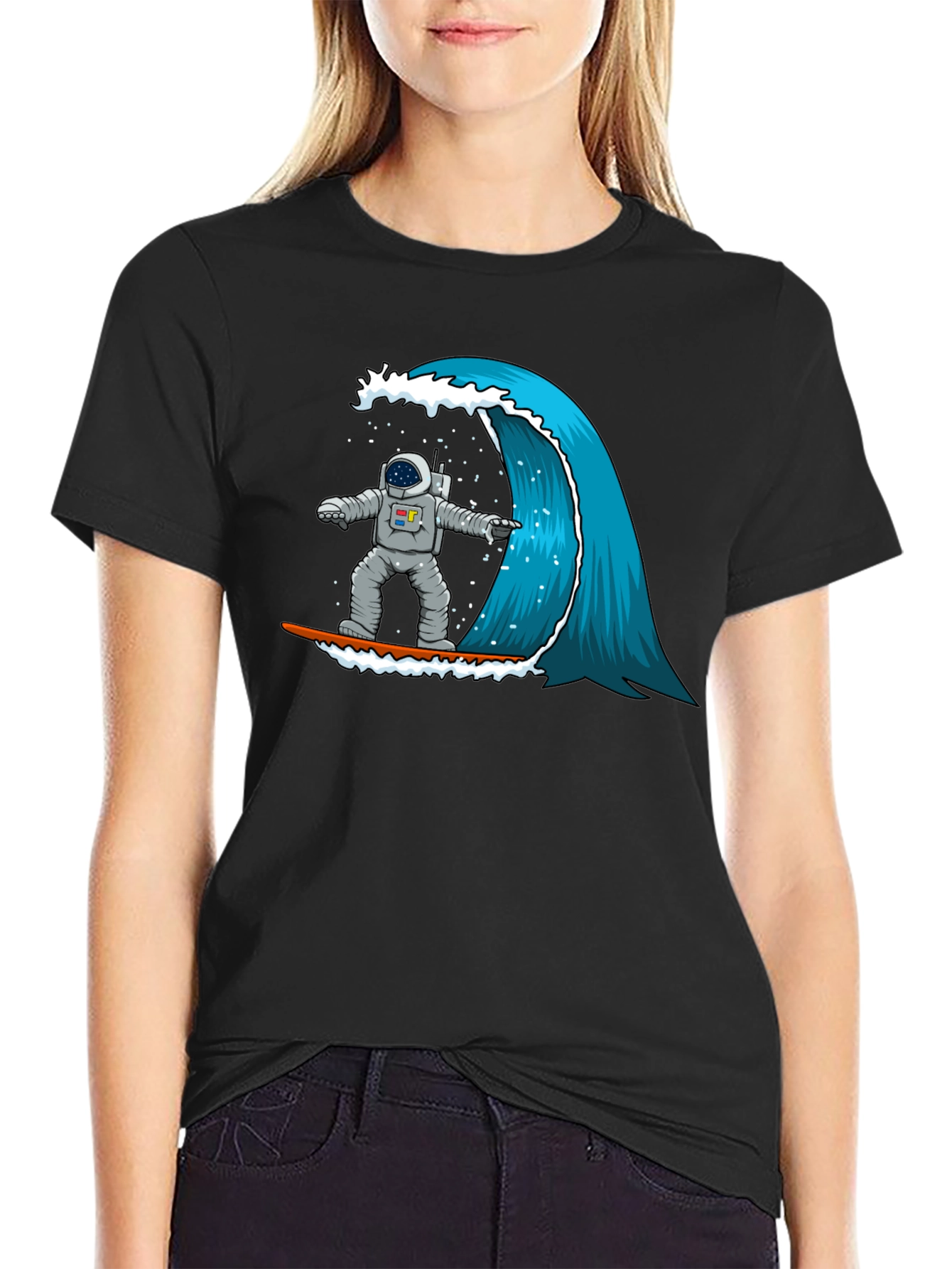 Astronaut Surfing Wave T-Shirt - Space Adventure