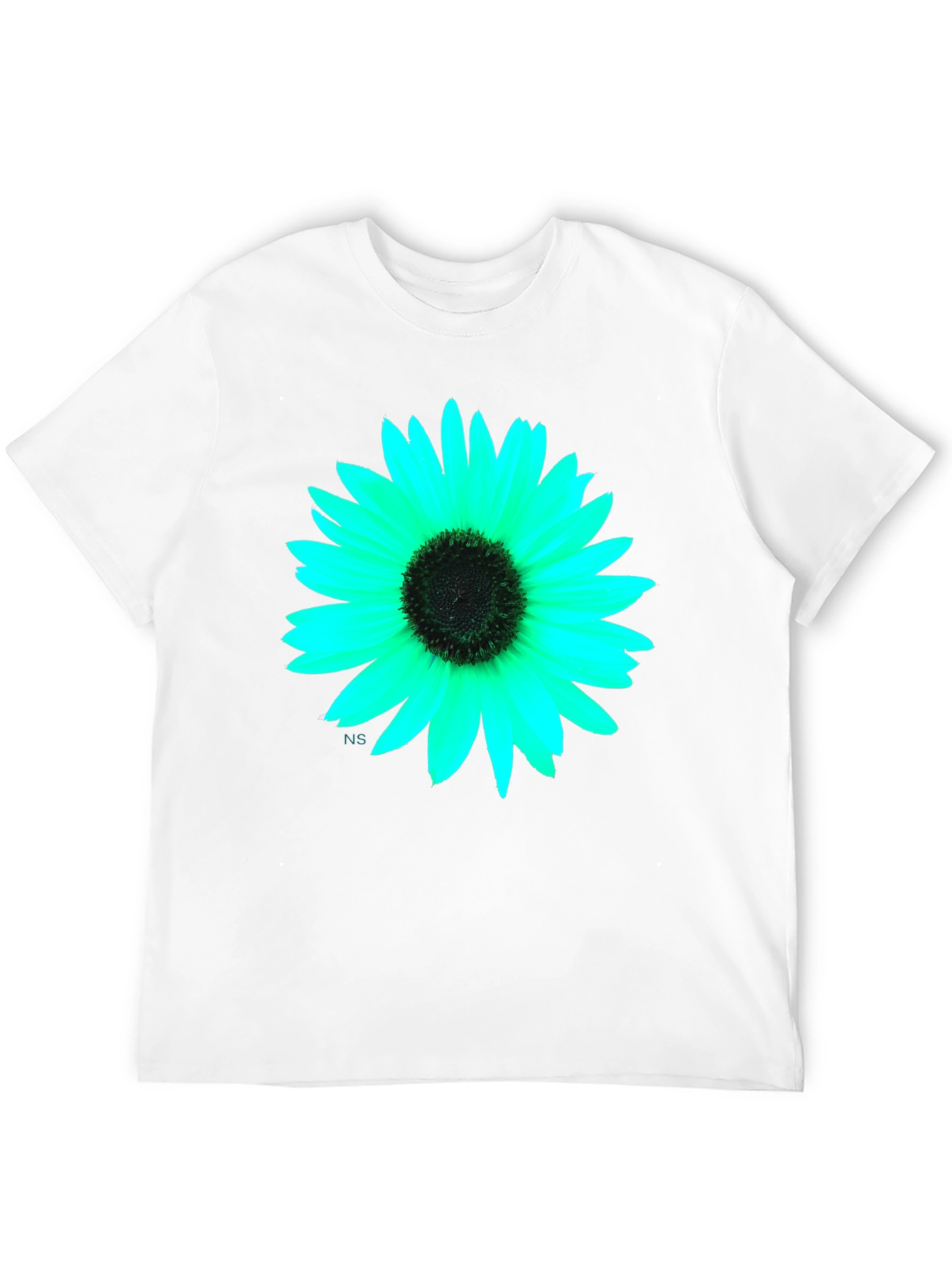 Black T-Shirt with Vivid Flower Graphic