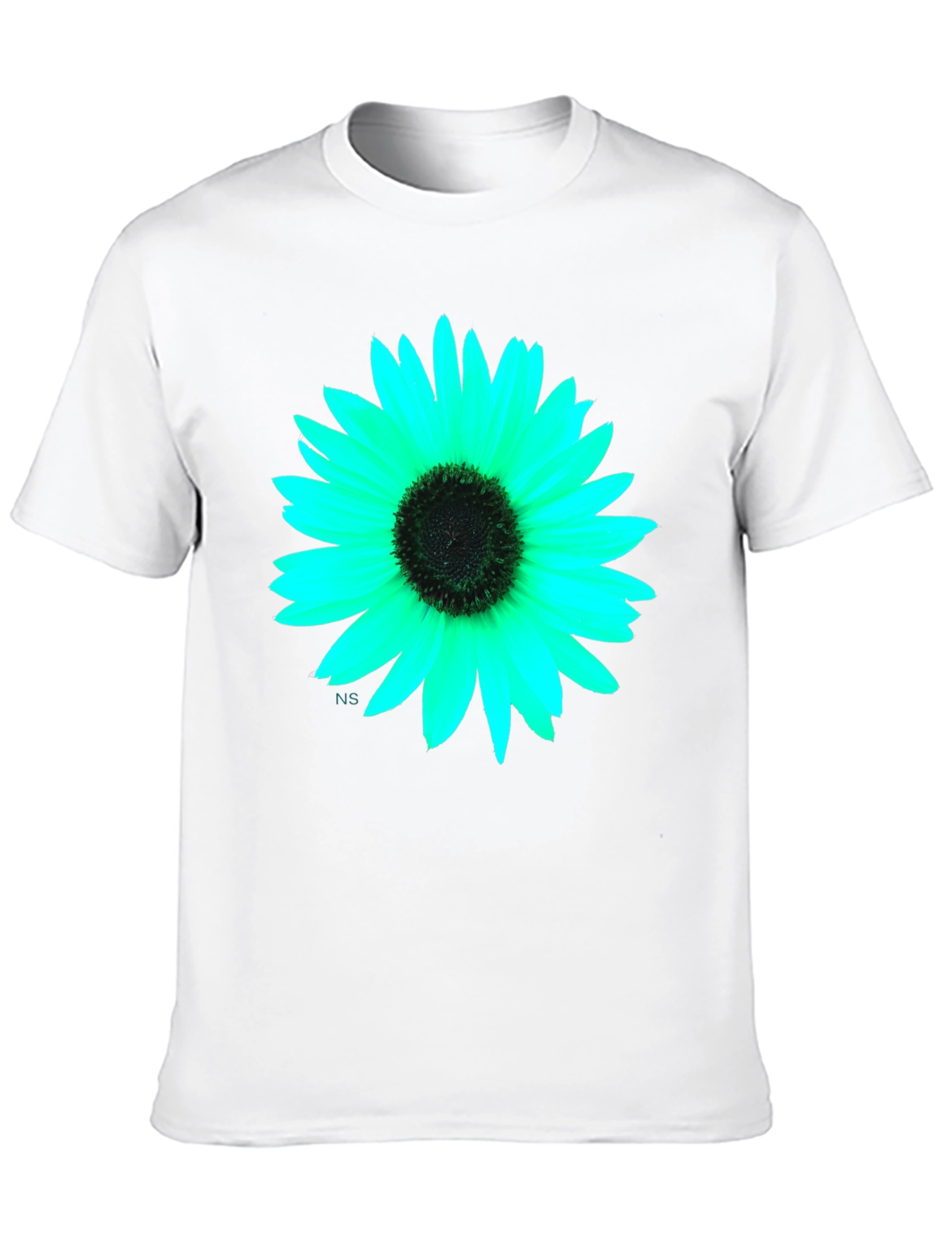 Black T-Shirt with Vivid Flower Graphic