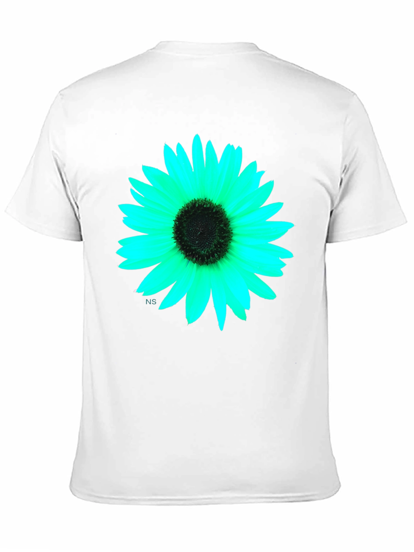 Black T-Shirt with Vivid Flower Graphic