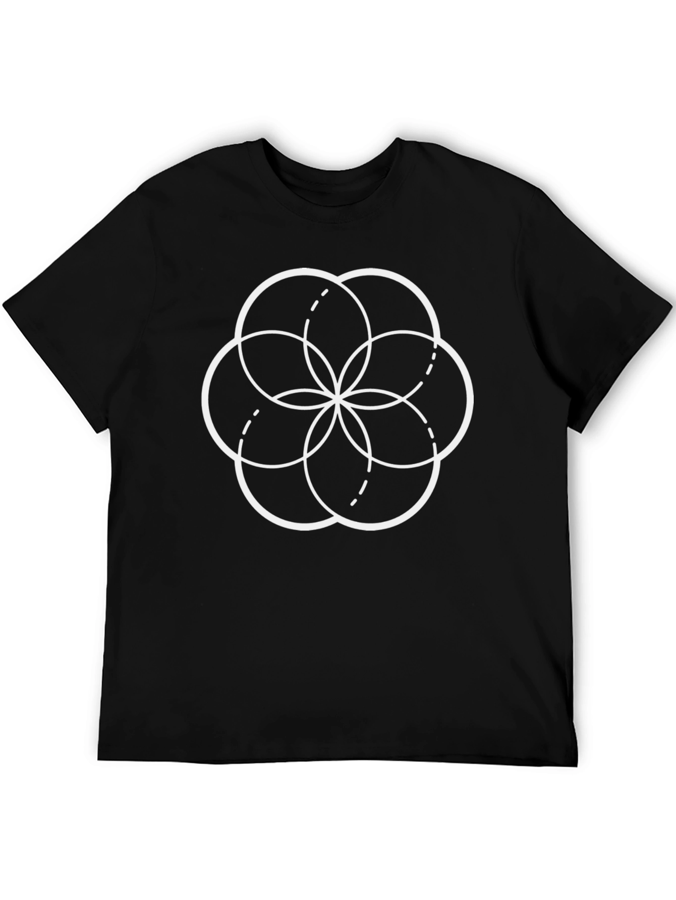Geometric Circle Pattern Black T-Shirt