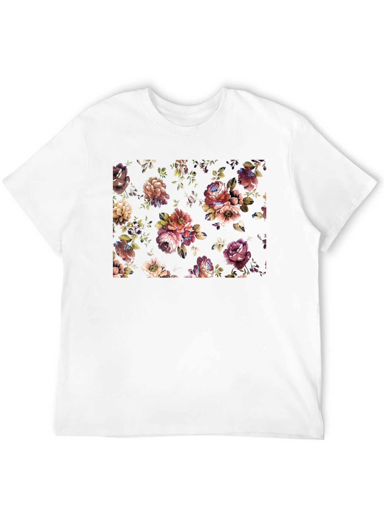 Floral Print Black Tee - Stylish Mens T-Shirt
