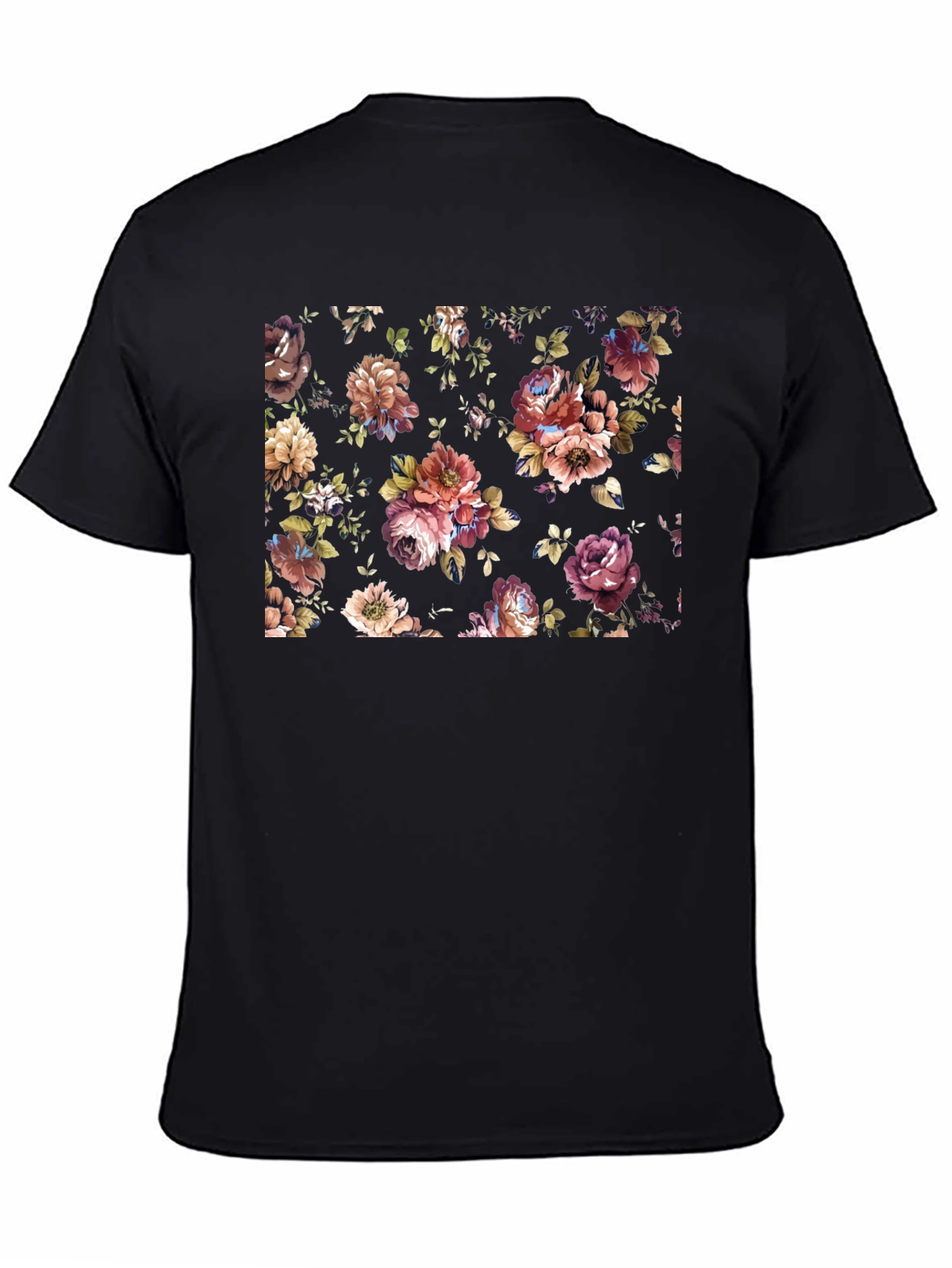 Floral Print Black Tee - Stylish Mens T-Shirt