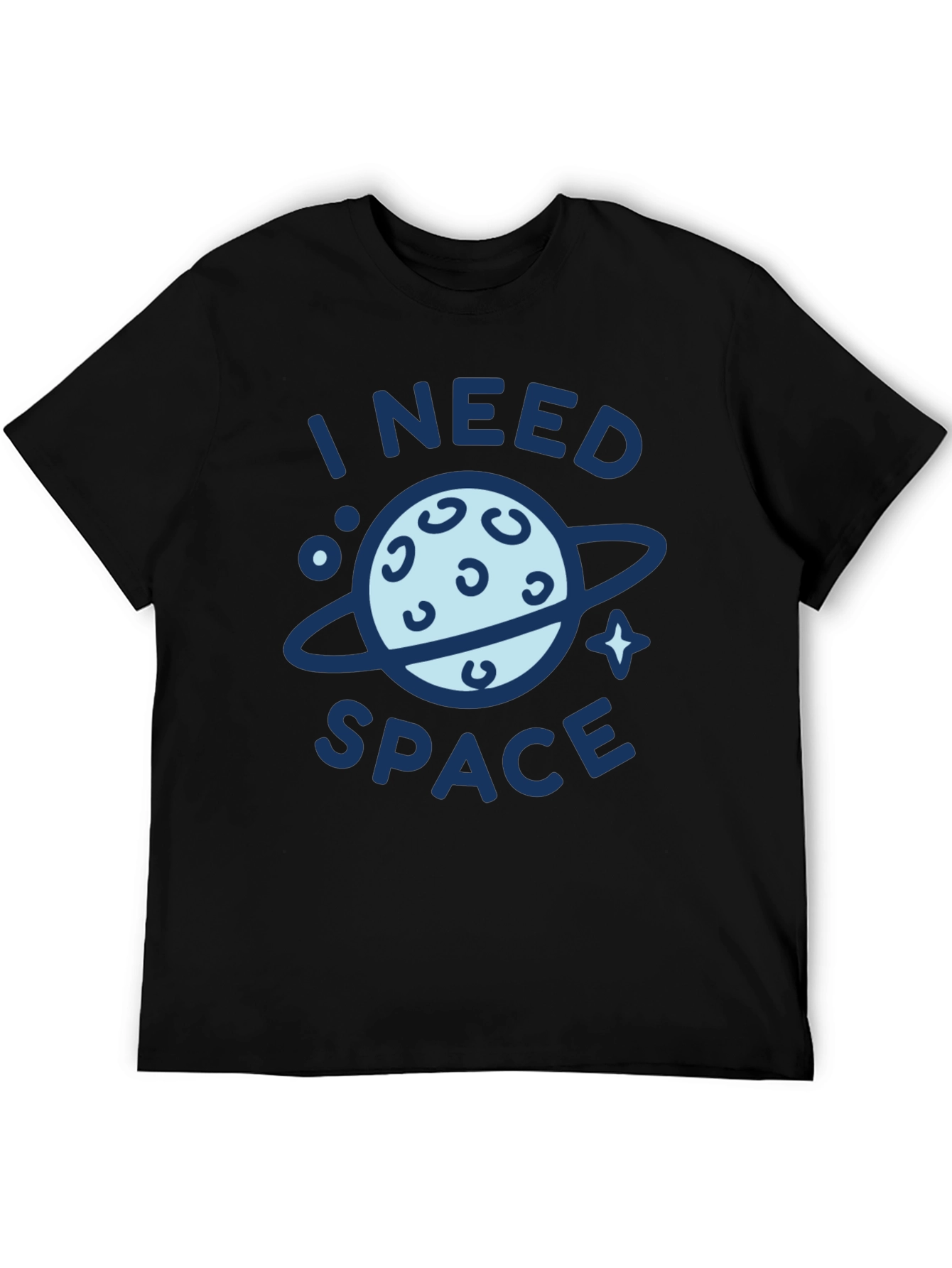 I Need Space Graphic Print Black T-Shirt
