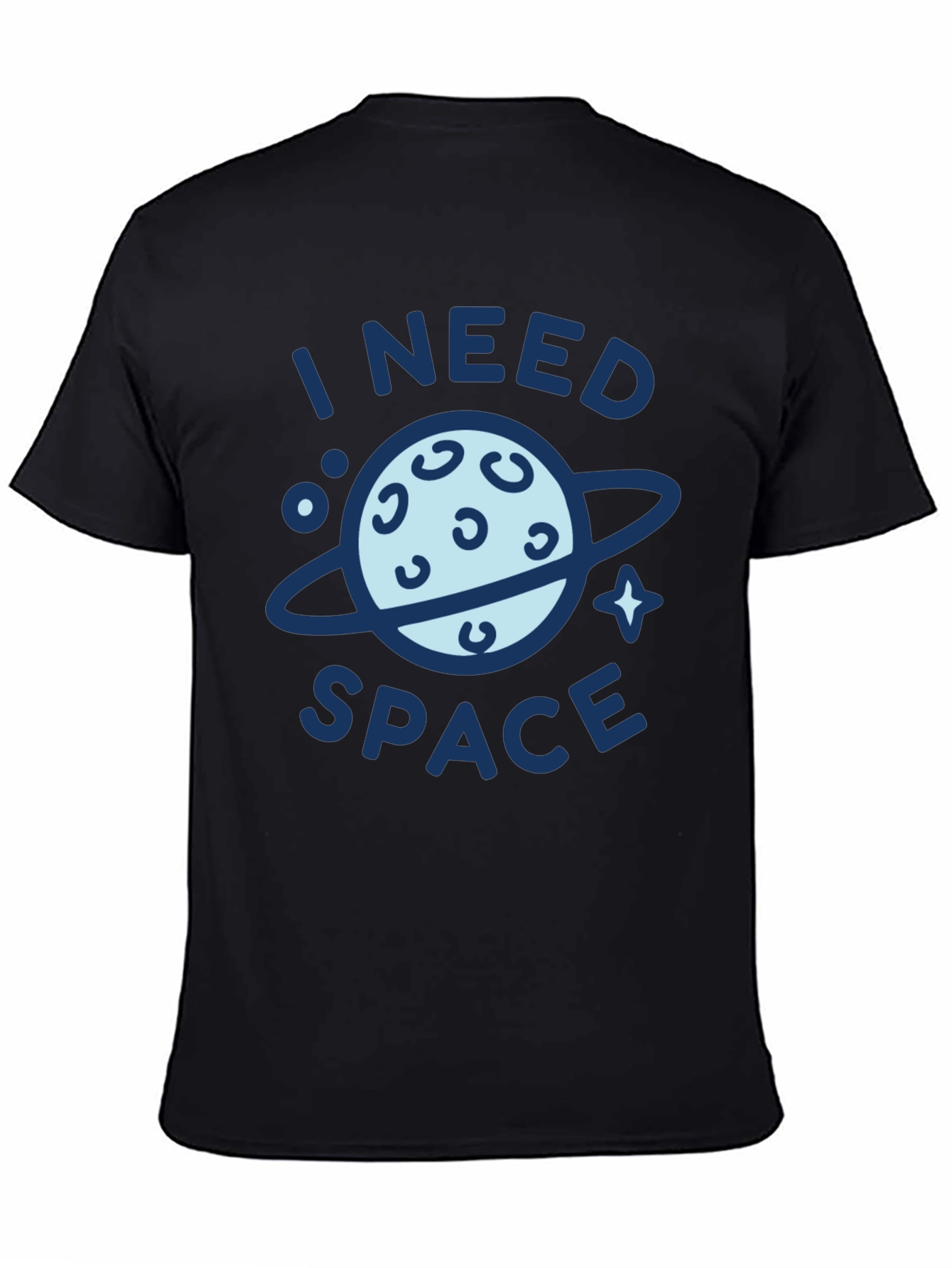 I Need Space Graphic Print Black T-Shirt