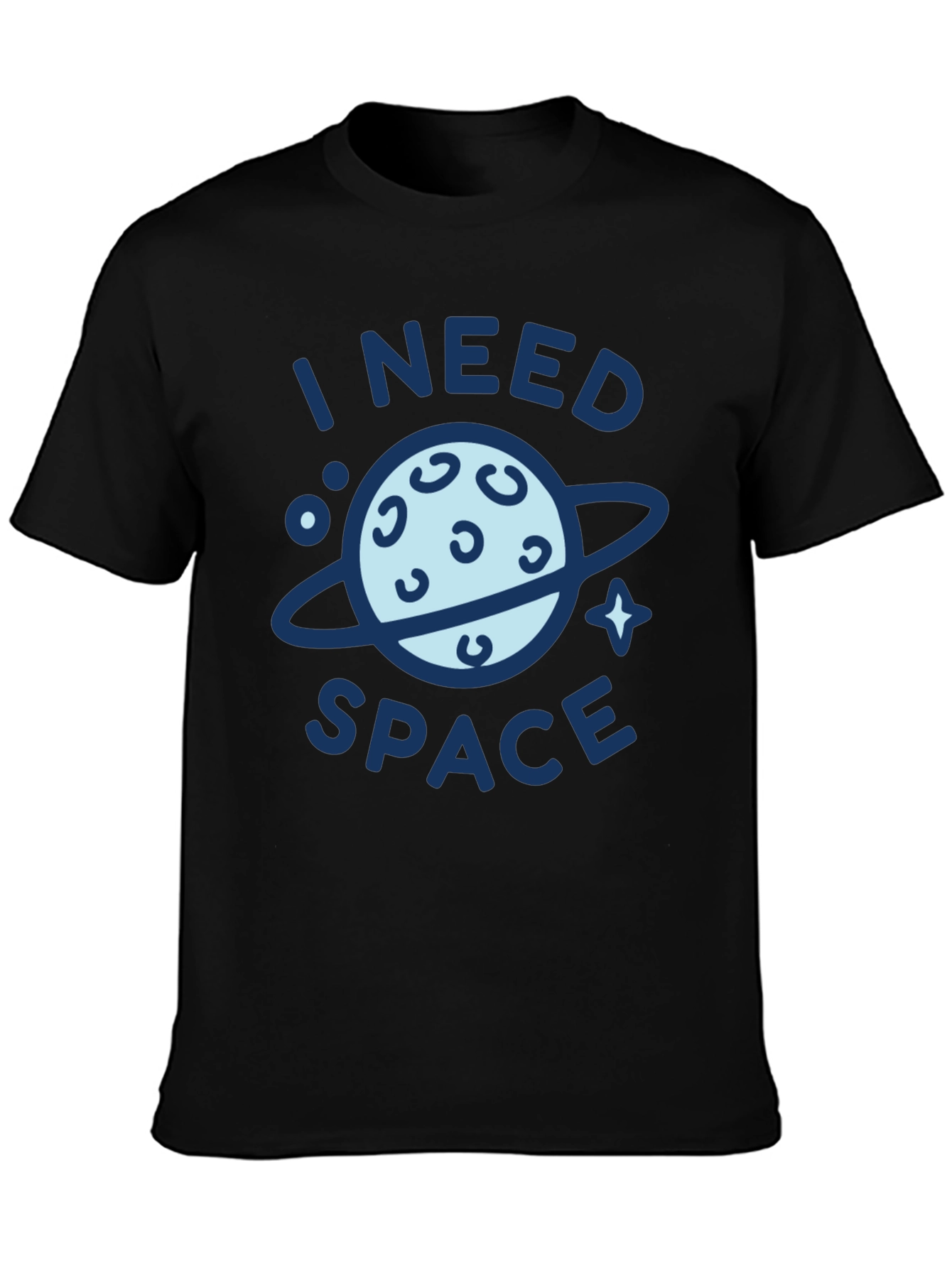 I Need Space Graphic Print Black T-Shirt