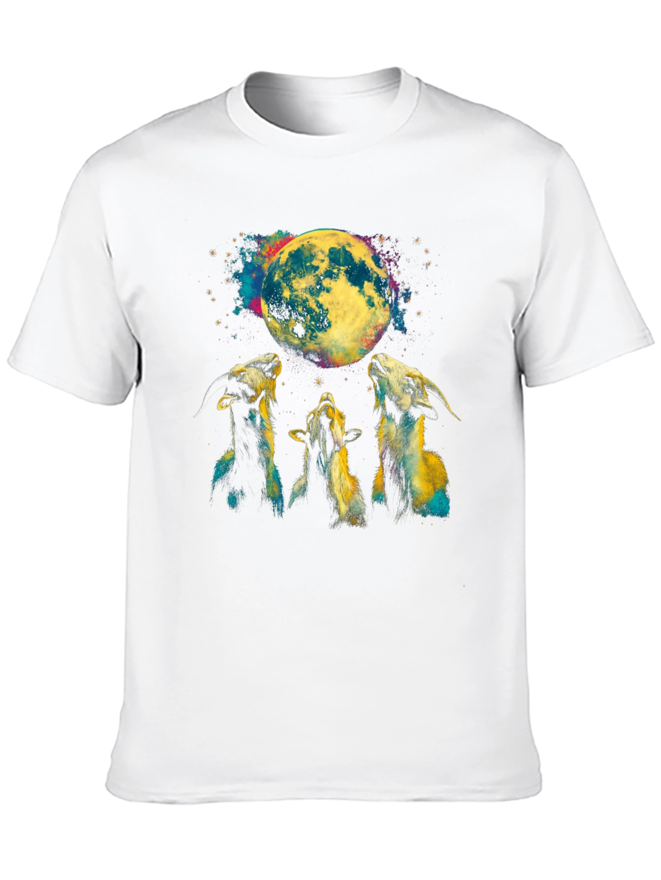 Goats Howling at Moon Graphic Tee - Black T-Shirt