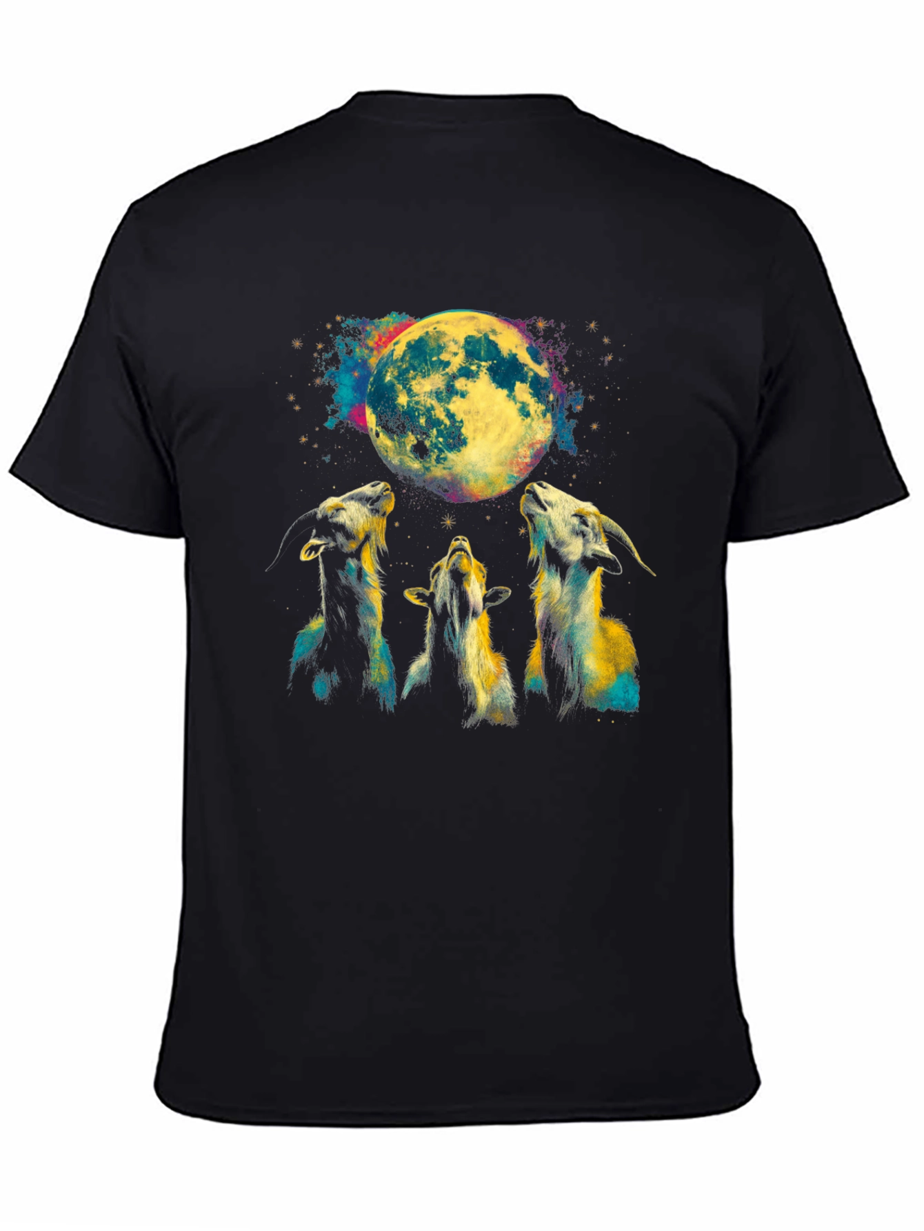 Goats Howling at Moon Graphic Tee - Black T-Shirt