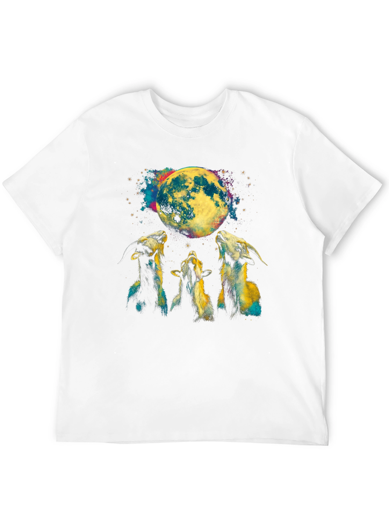 Goats Howling at Moon Graphic Tee - Black T-Shirt