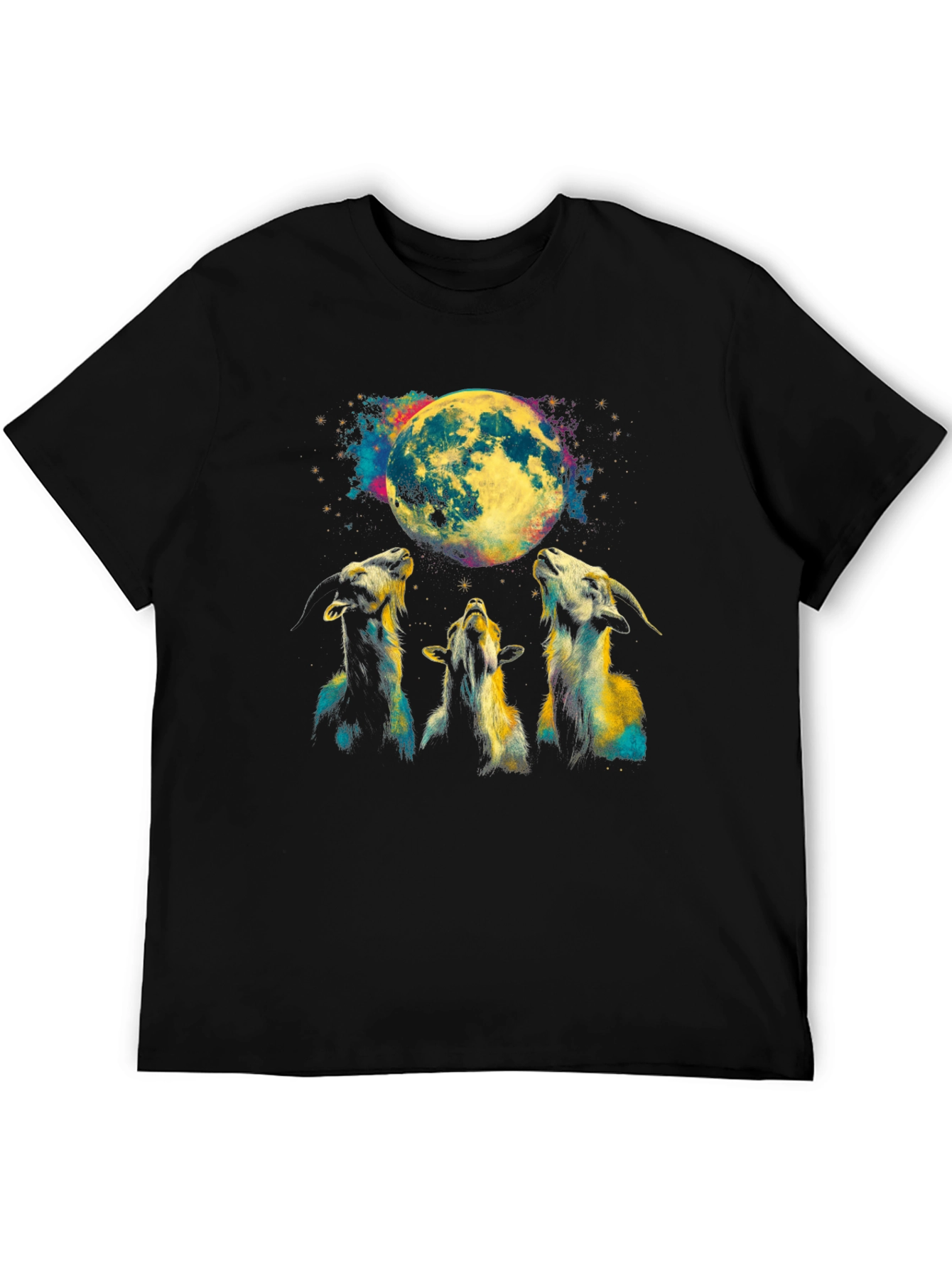 Goats Howling at Moon Graphic Tee - Black T-Shirt