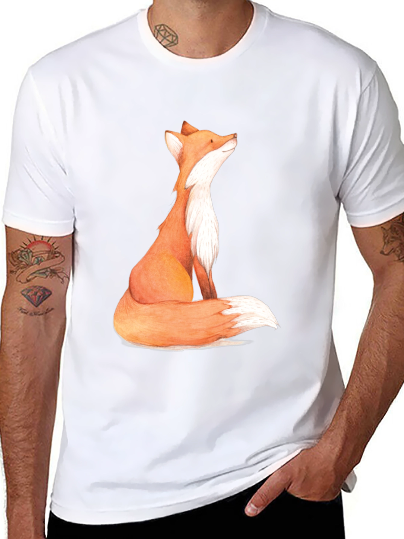 Fox Graphic Print Mens T-Shirt