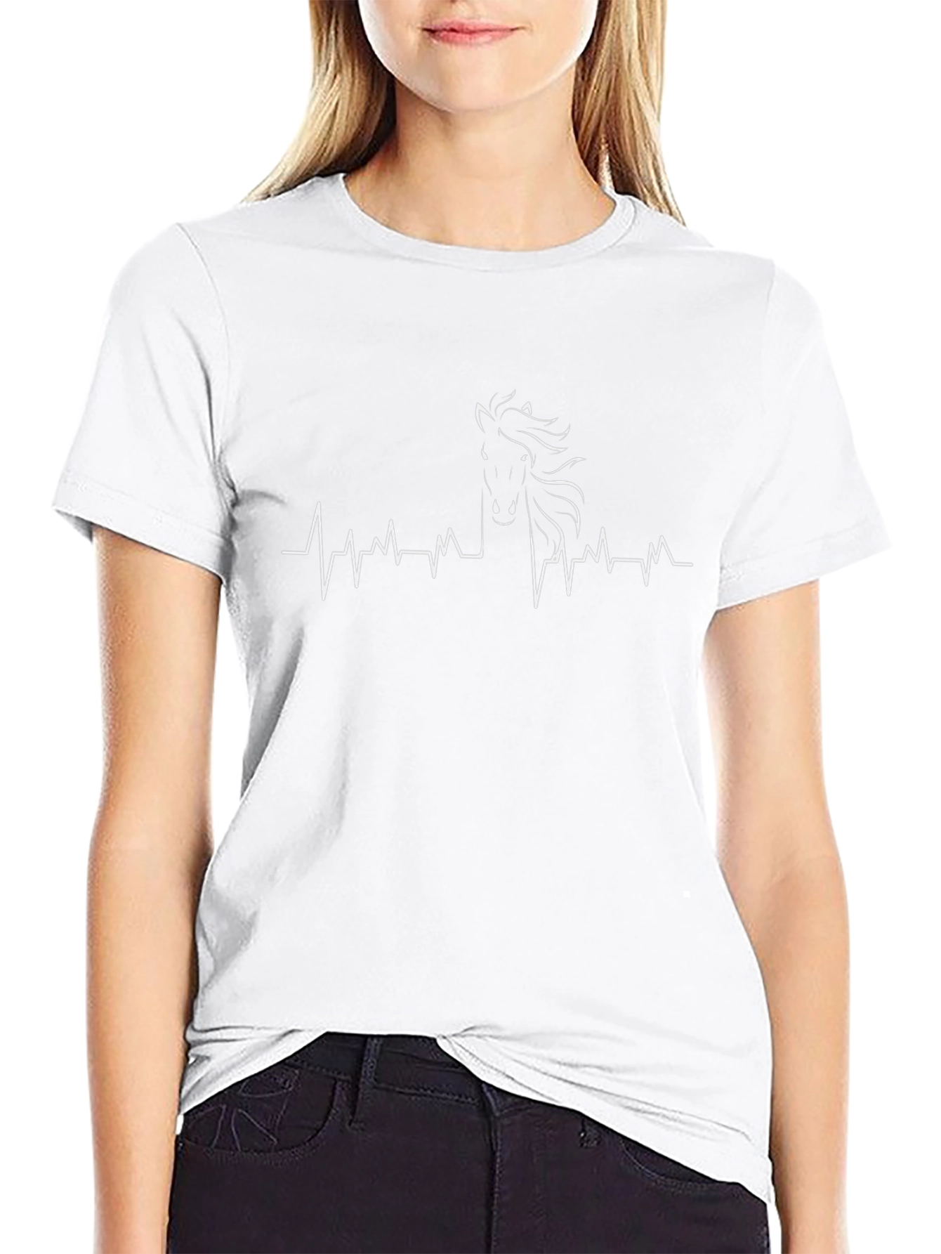 Horse Heartbeat T-Shirt - Black Cotton Tee
