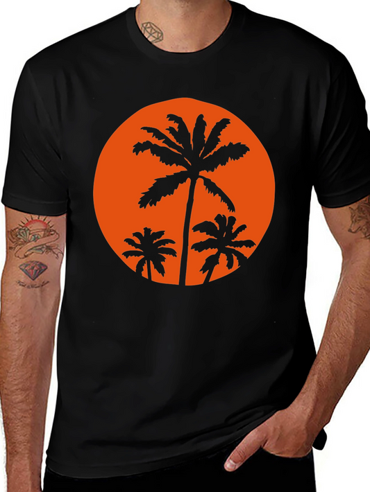 Sunset Palm Tee - Black Graphic T-Shirt