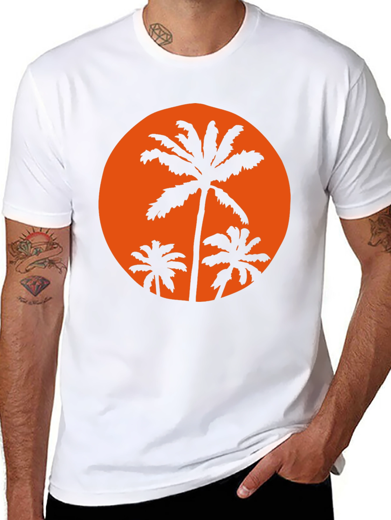 Sunset Palm Tee - Black Graphic T-Shirt
