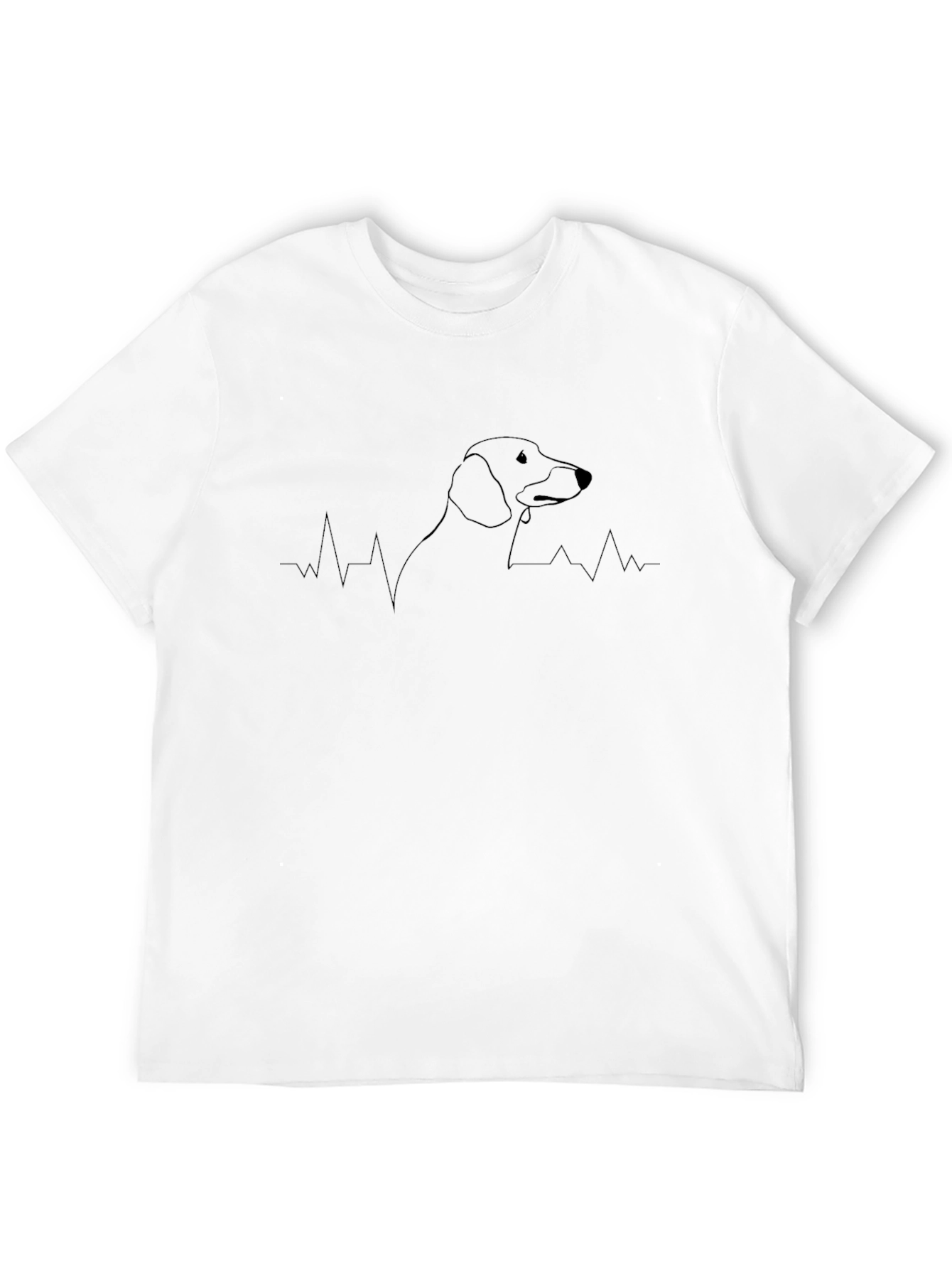 Dachshund Heartbeat Graphic Tee - Black
