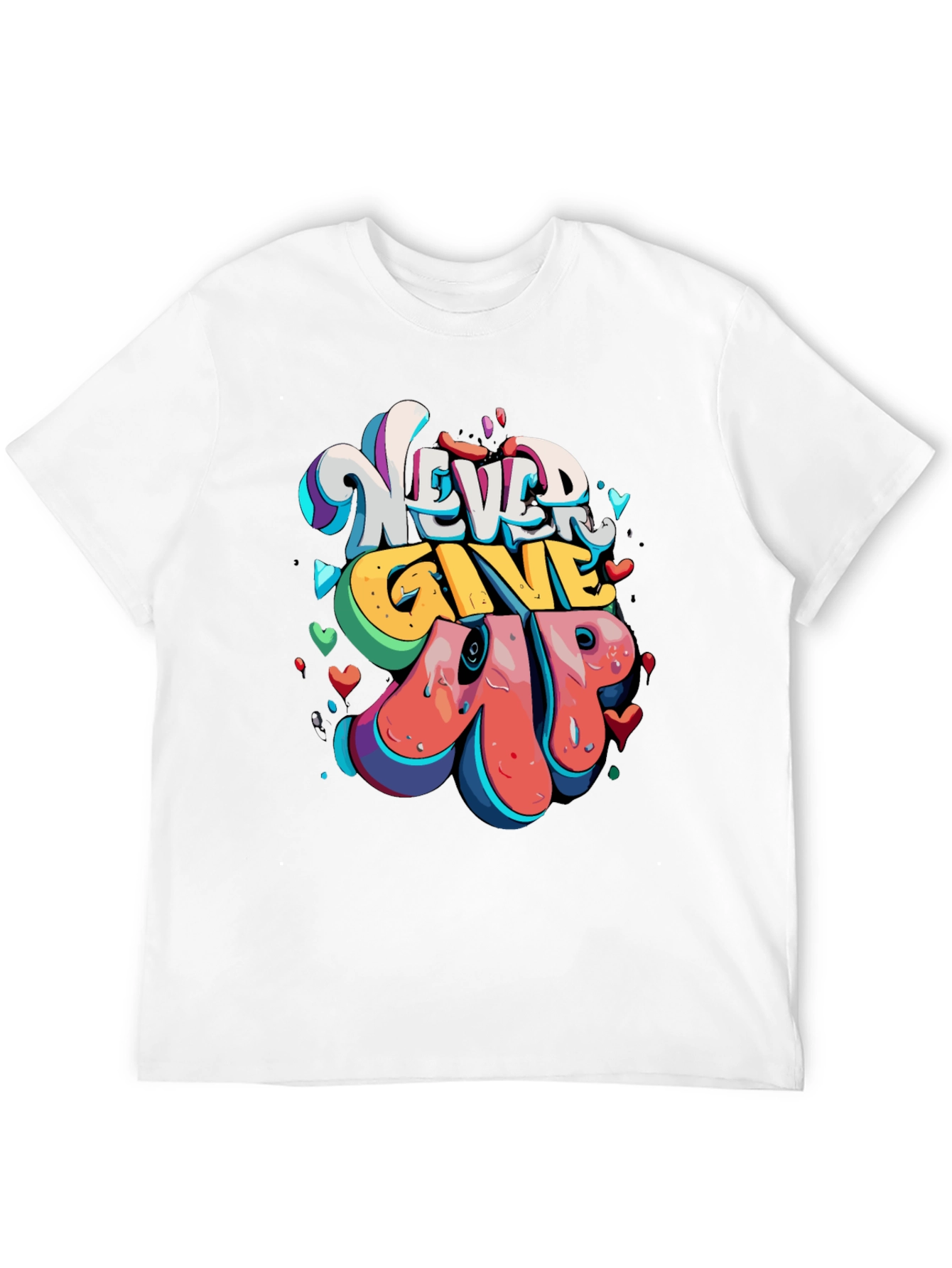 Never Give Up Graphic Tee - Mens Black T-Shirt