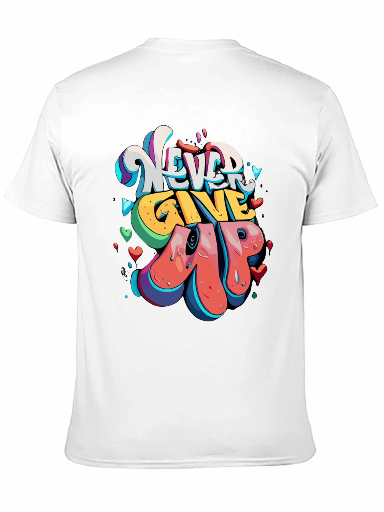 Never Give Up Graphic Tee - Mens Black T-Shirt