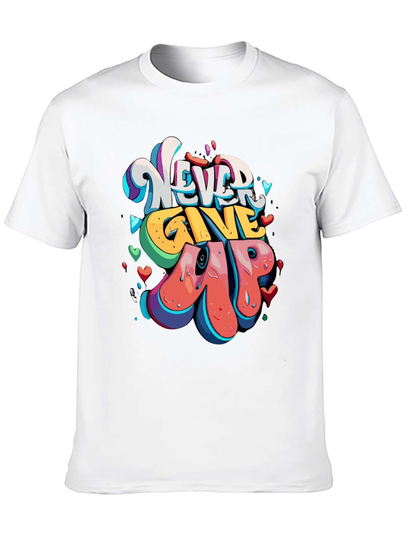 Never Give Up Graphic Tee - Mens Black T-Shirt