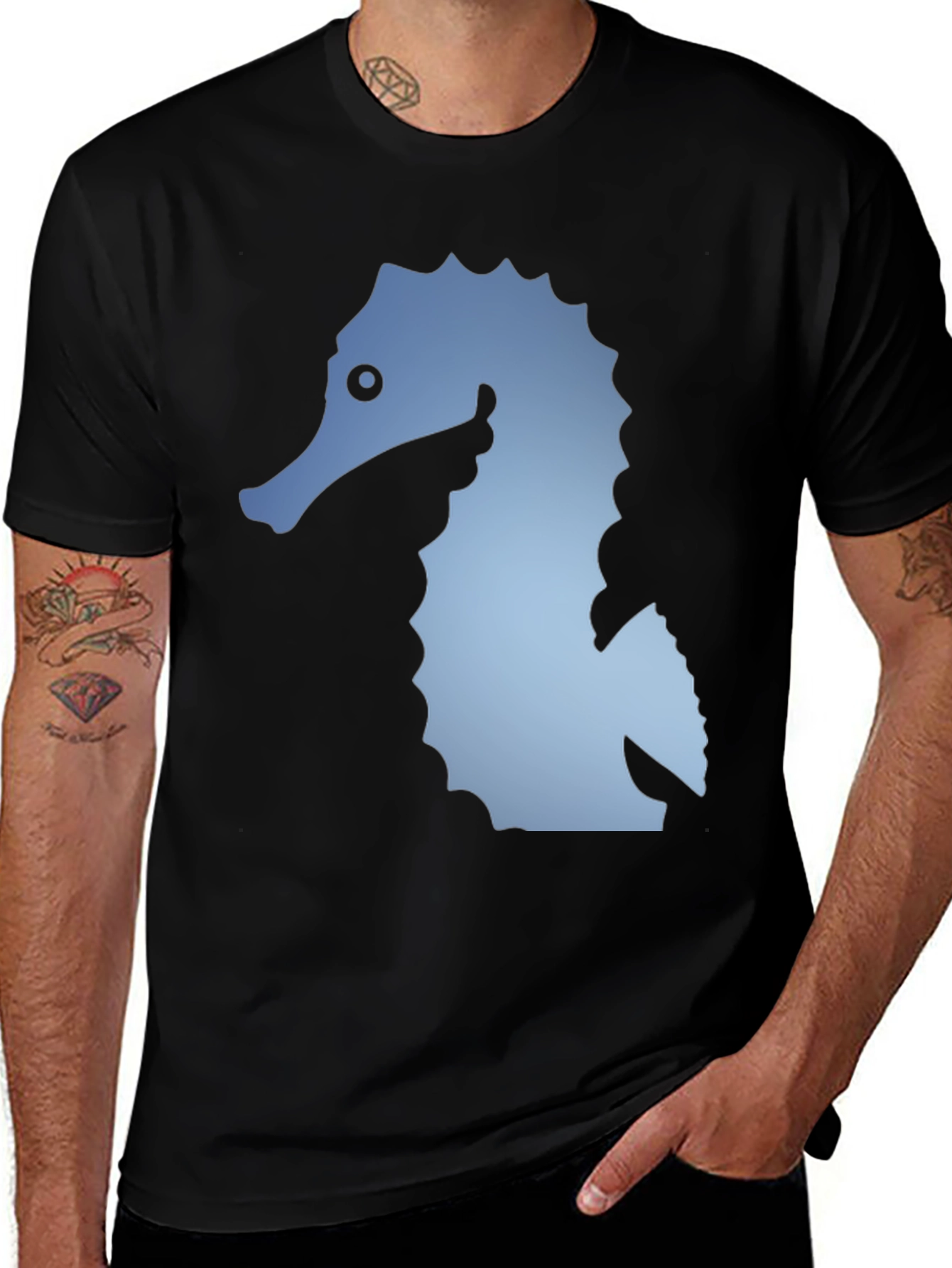 Seahorse Graphic Black T-Shirt