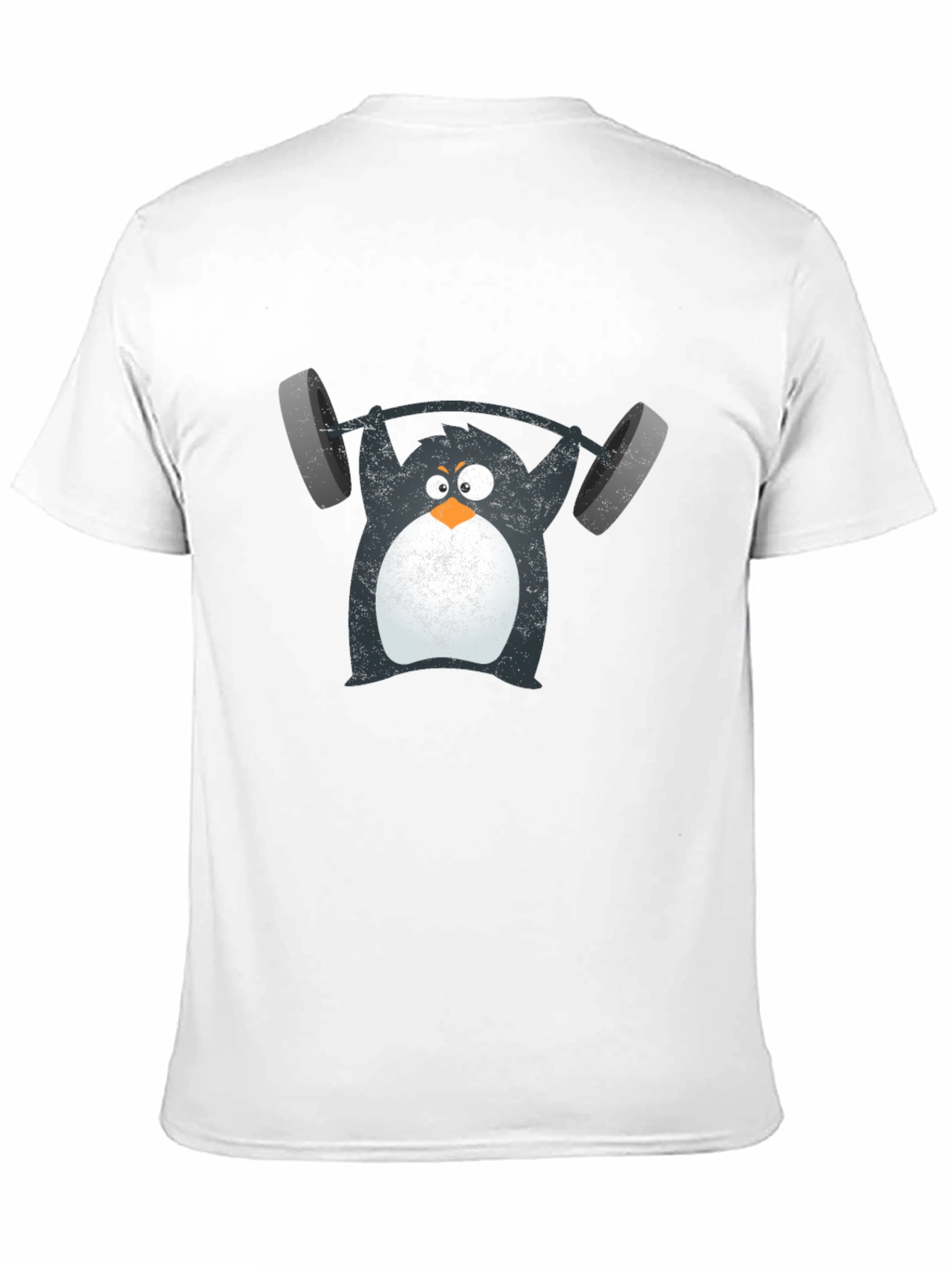 Penguin Lifting Weights Graphic Tee - Black Cotton T-Shirt
