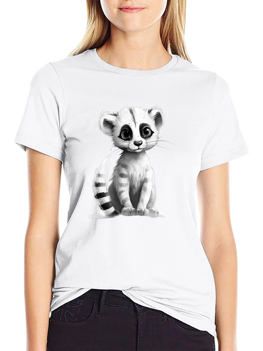 Cute Lemur Graphic Print T-Shirt