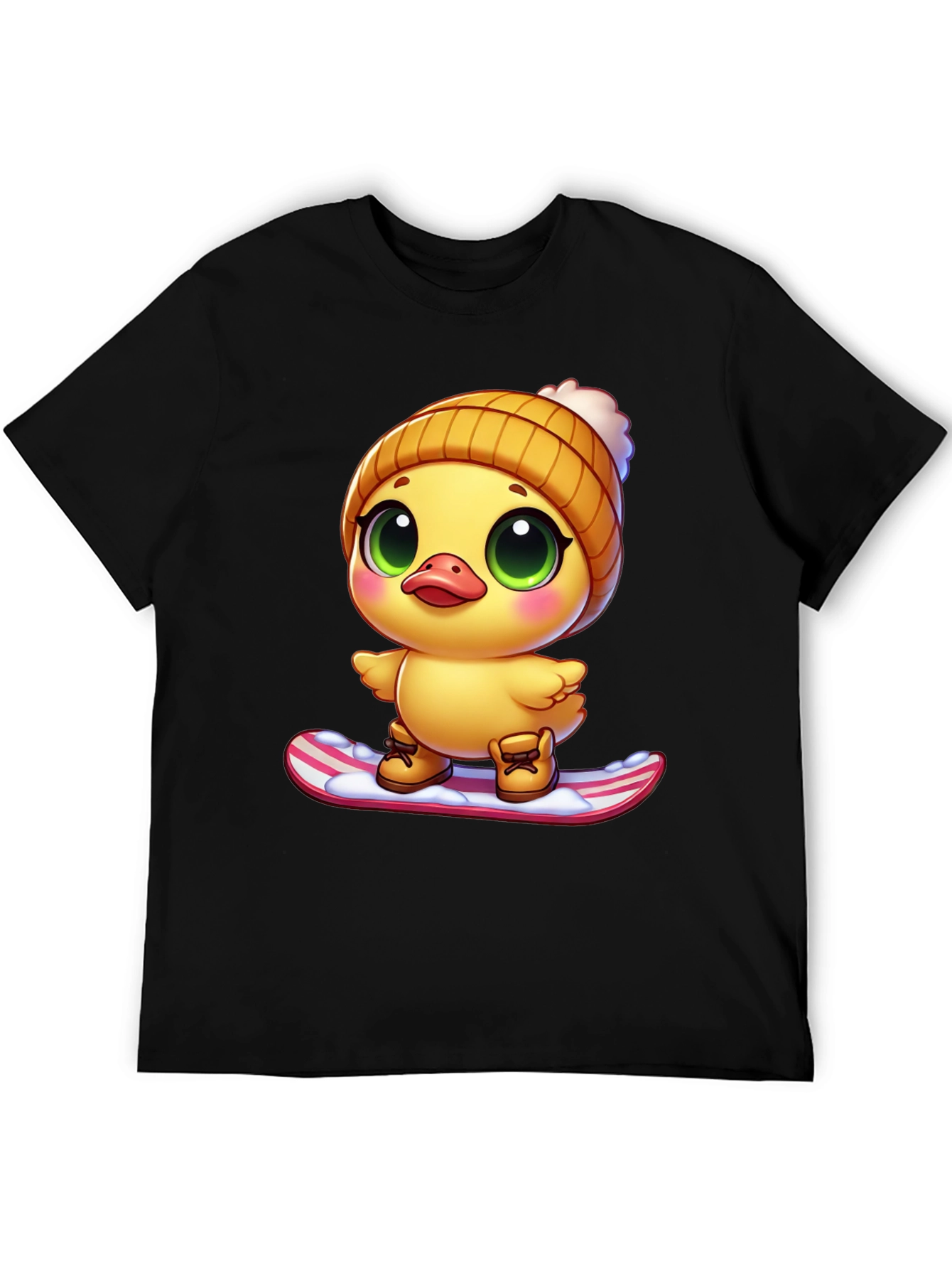 Cute Duck Snowboarding Graphic Tee