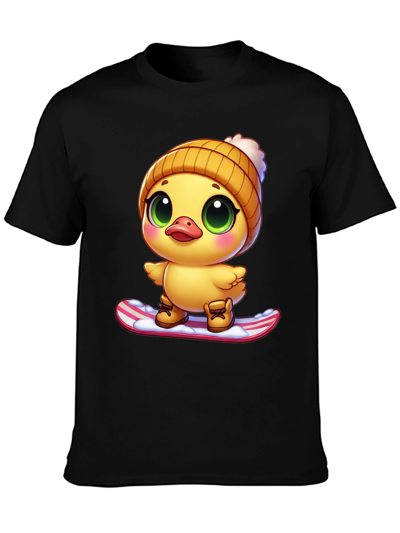 Cute Duck Snowboarding Graphic Tee