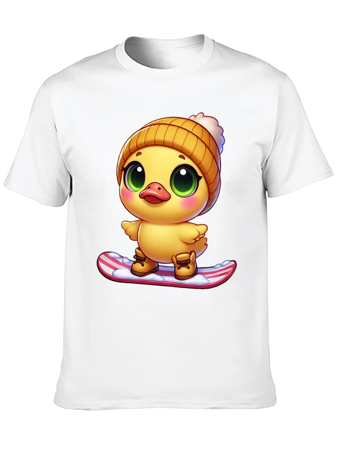 Cute Duck Snowboarding Graphic Tee