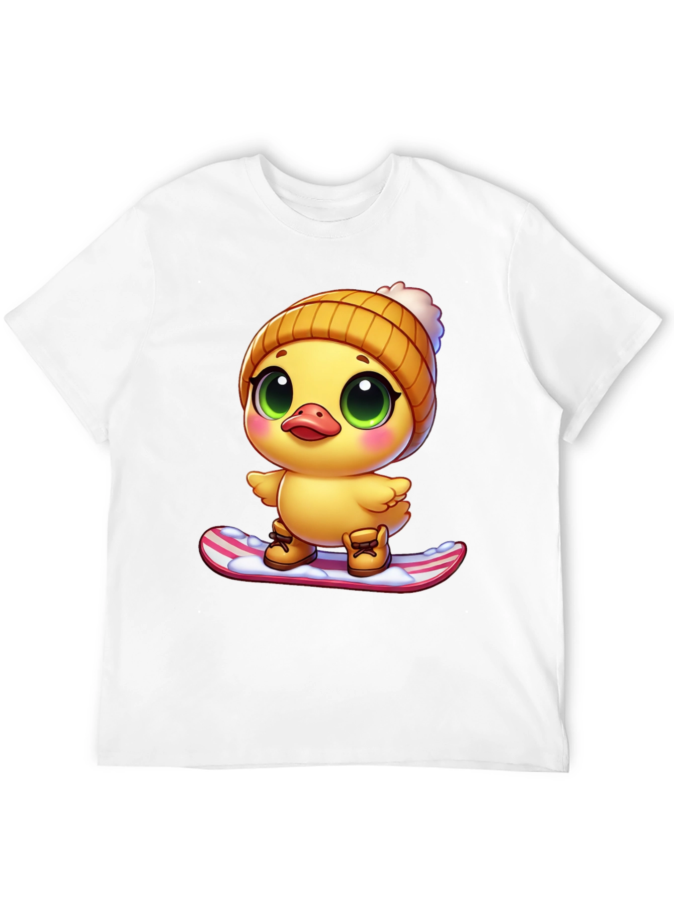 Cute Duck Snowboarding Graphic Tee