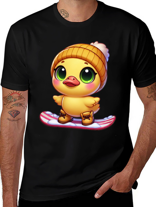 Cute Duck Snowboarding Graphic Tee