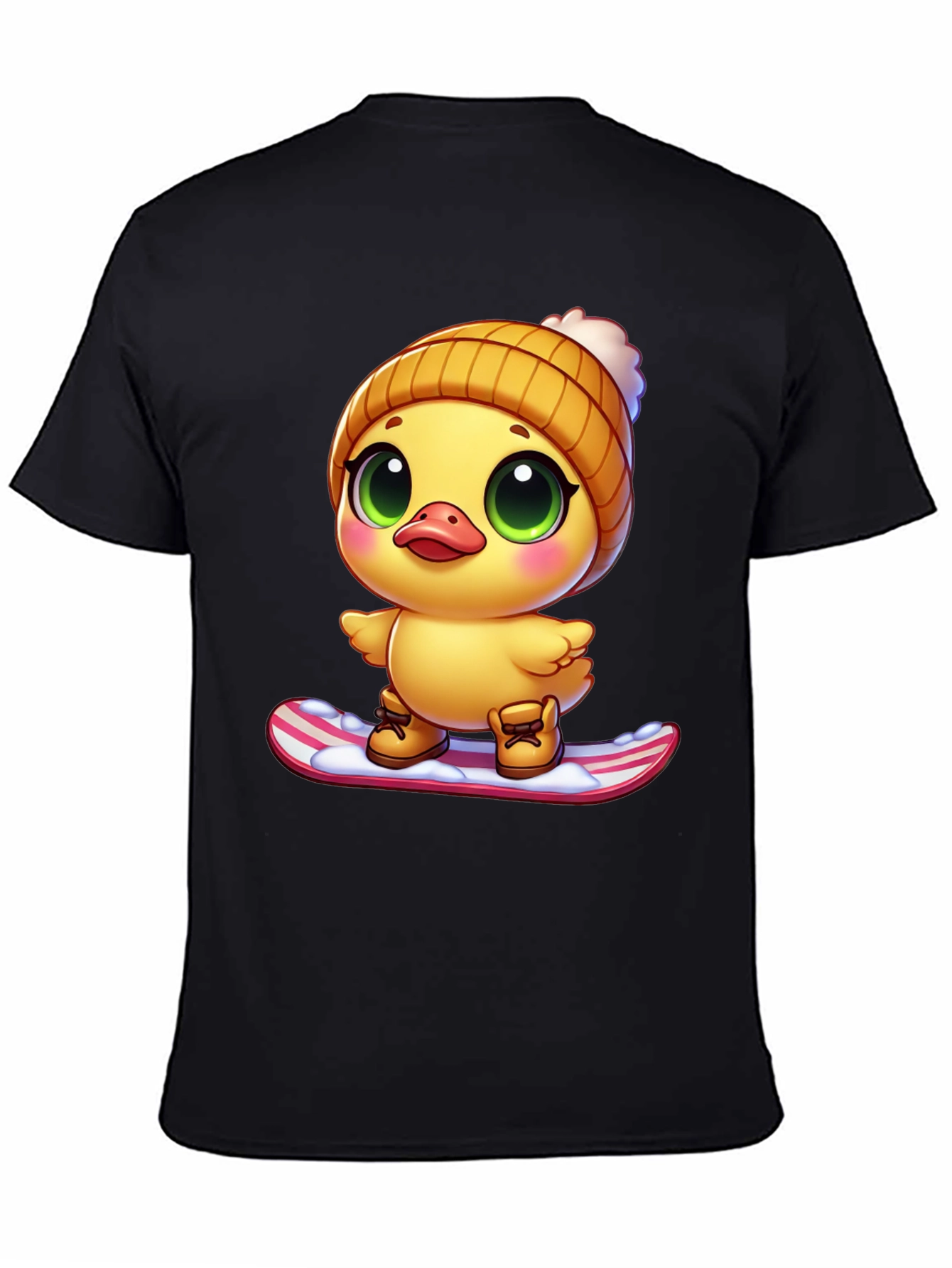 Cute Duck Snowboarding Graphic Tee