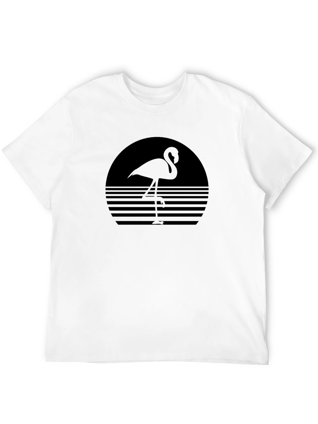 Retro Flamingo Sunset Black T-Shirt