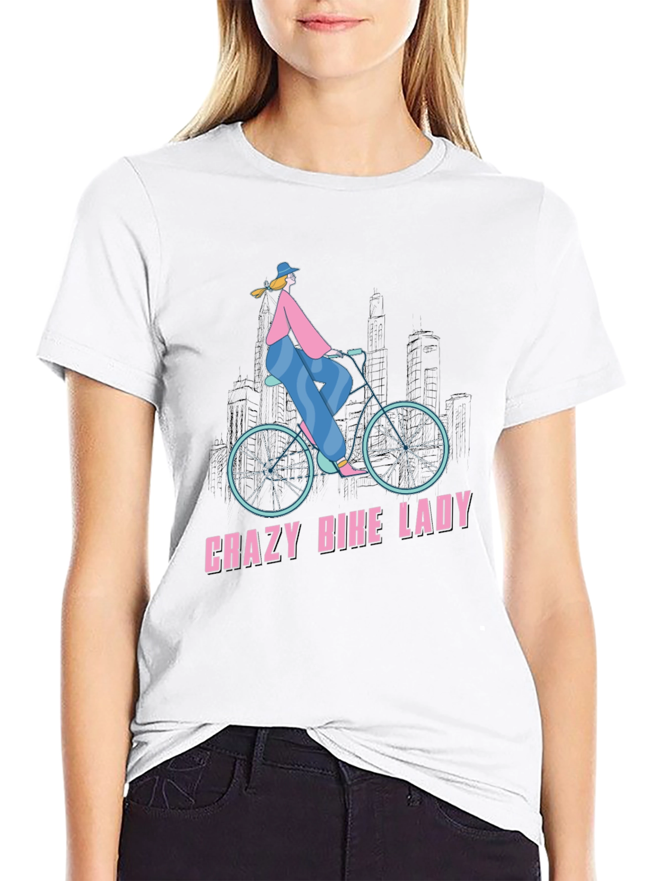 Crazy Bike Lady T-Shirt - Unique Graphic Tee