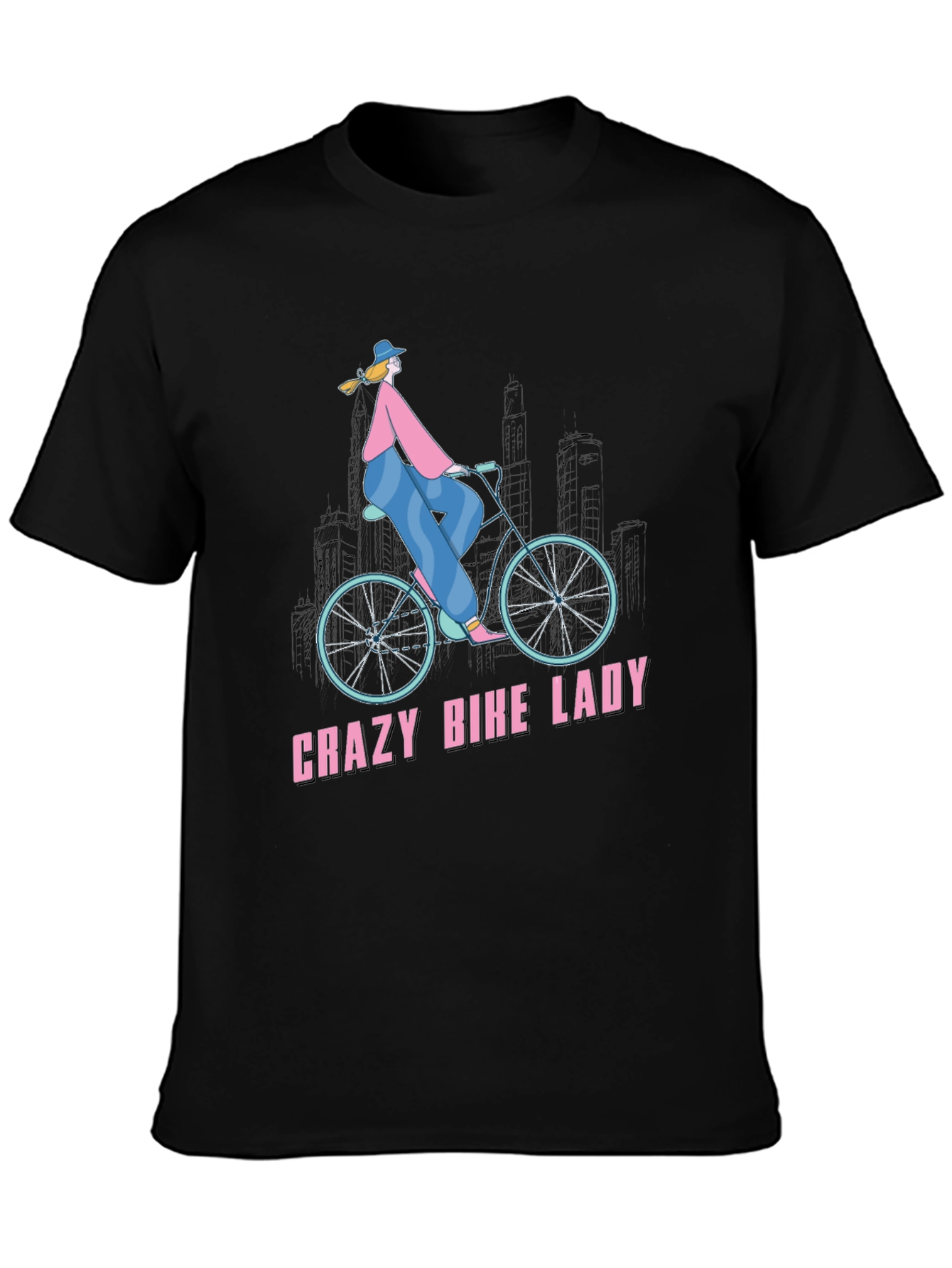 Crazy Bike Lady T-Shirt - Unique Graphic Tee