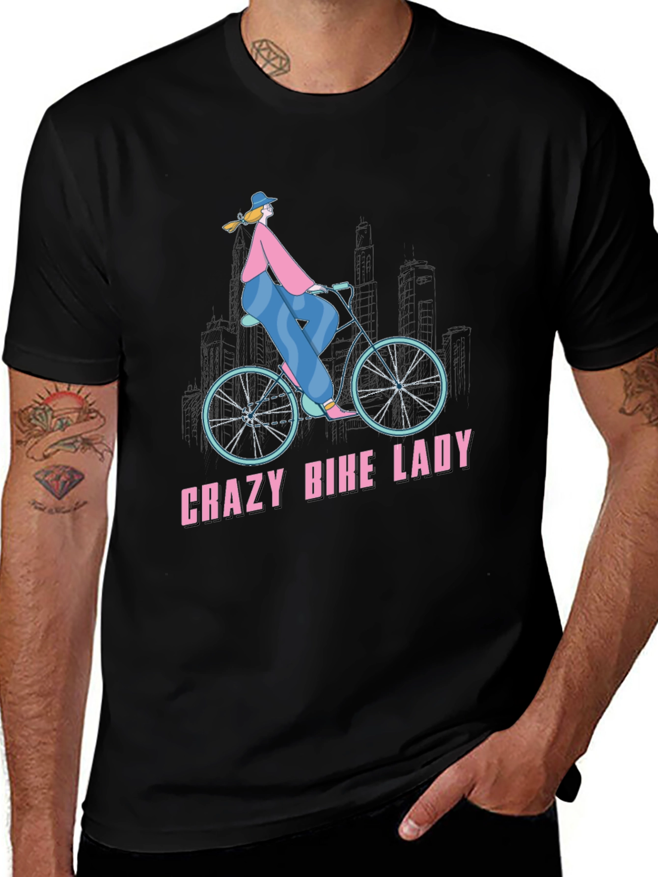Crazy Bike Lady T-Shirt - Unique Graphic Tee