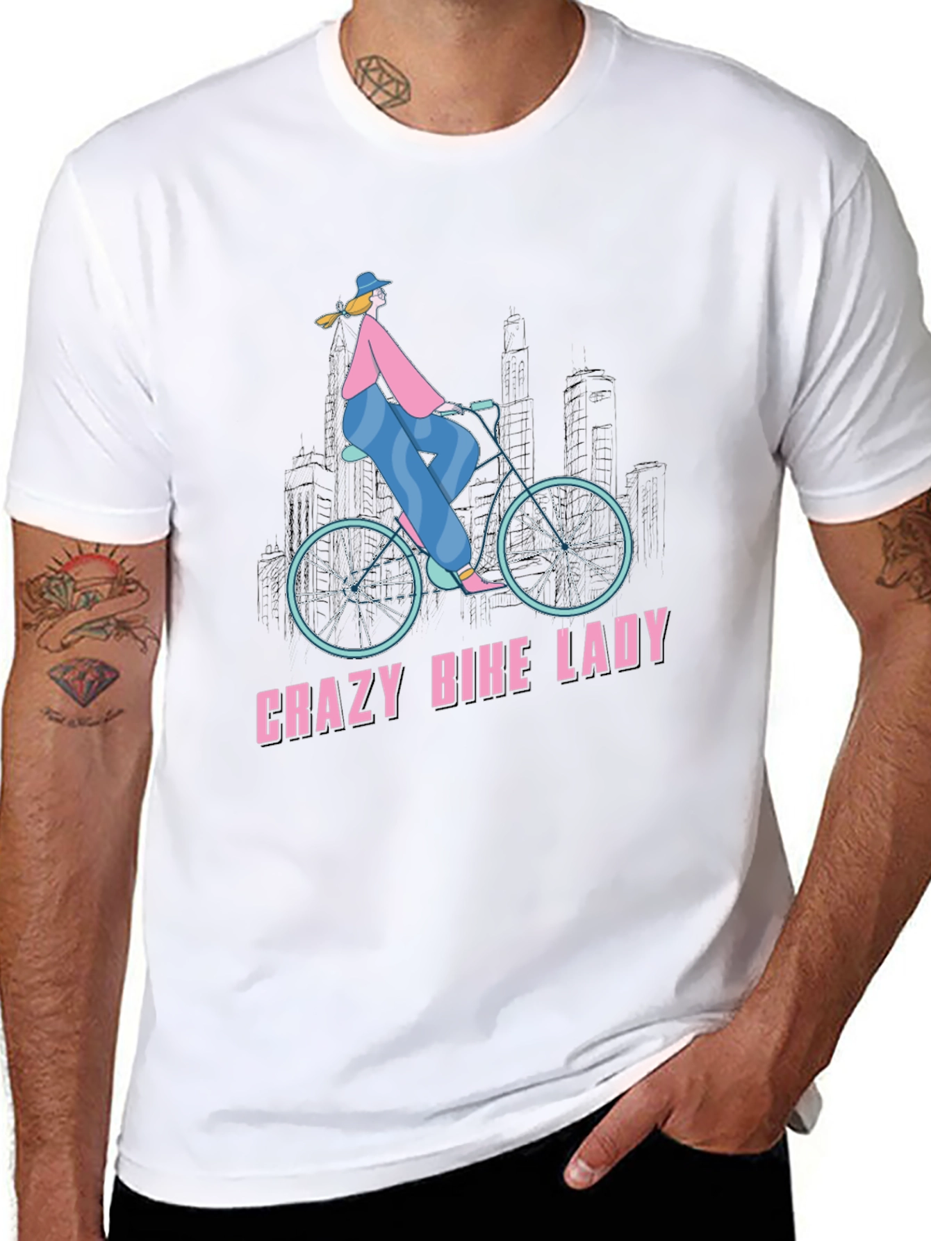 Crazy Bike Lady T-Shirt - Unique Graphic Tee